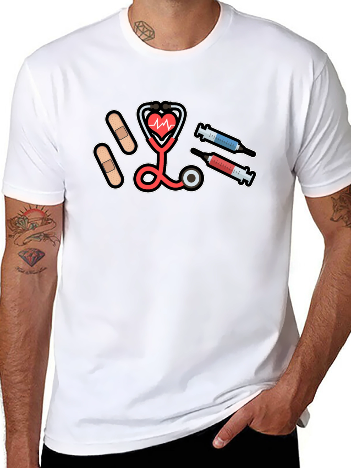 Nurse Life Stethoscope T-Shirt - Heartbeat Design