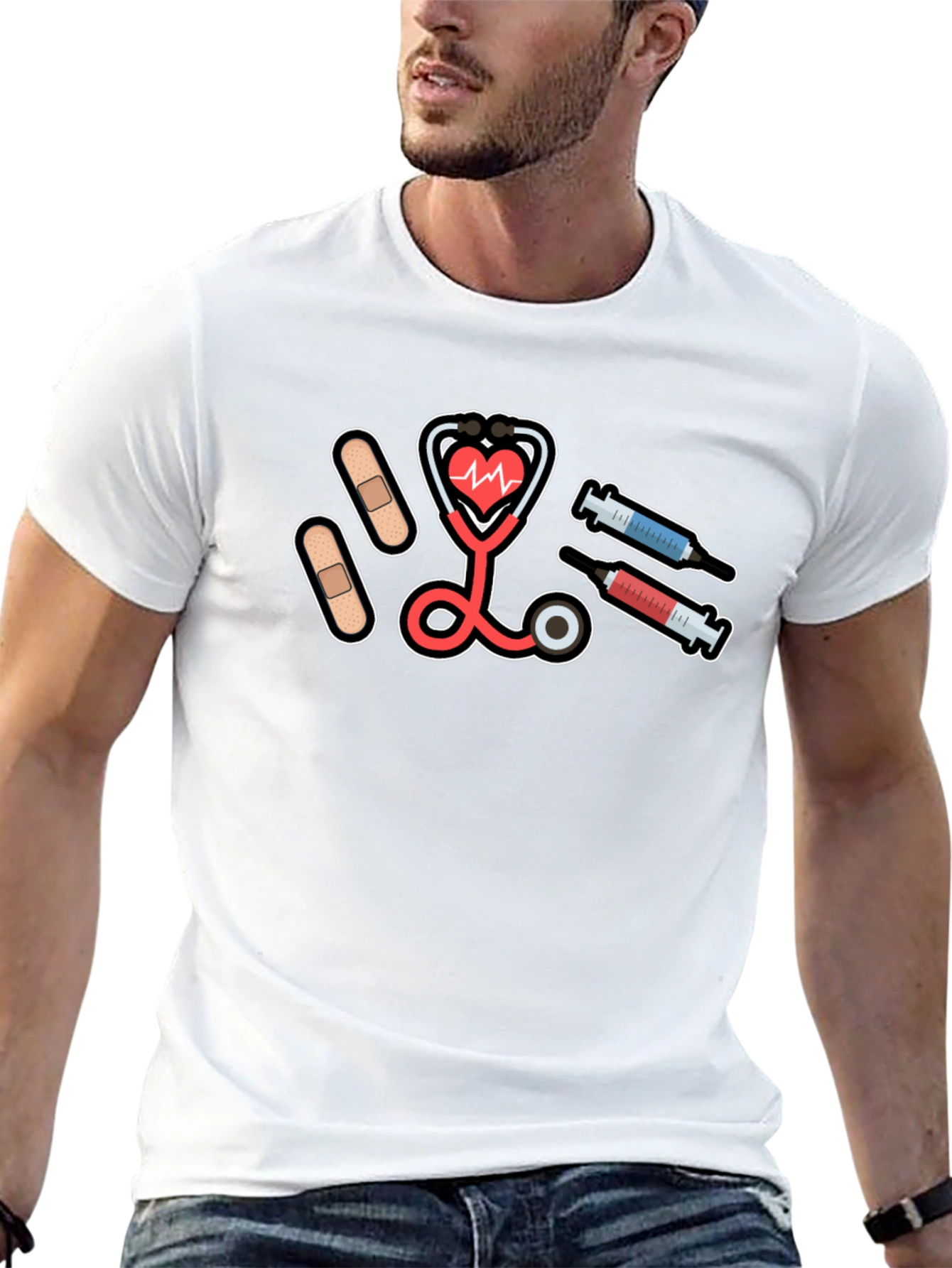 Nurse Life Stethoscope T-Shirt - Heartbeat Design