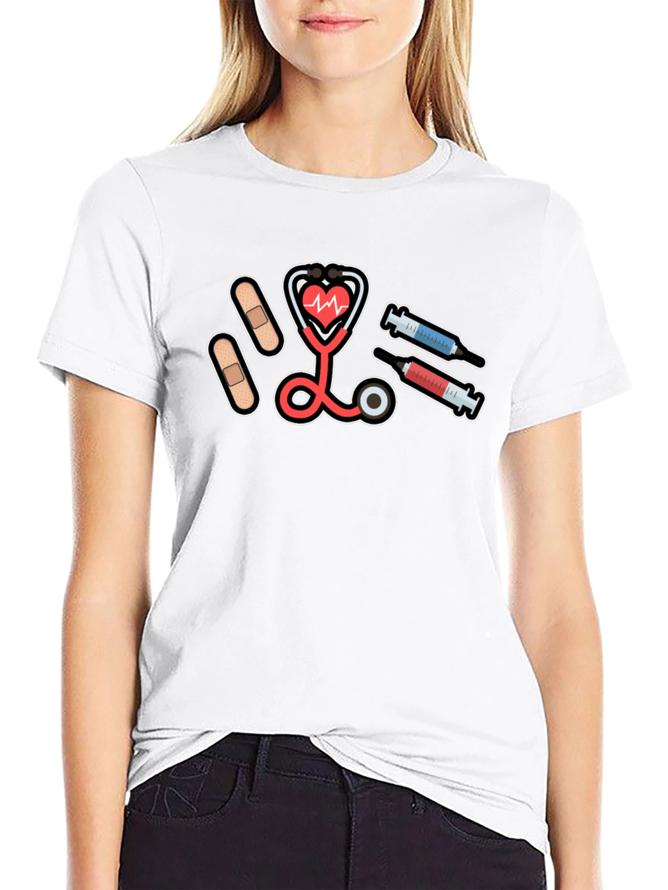 Nurse Life Stethoscope T-Shirt - Heartbeat Design