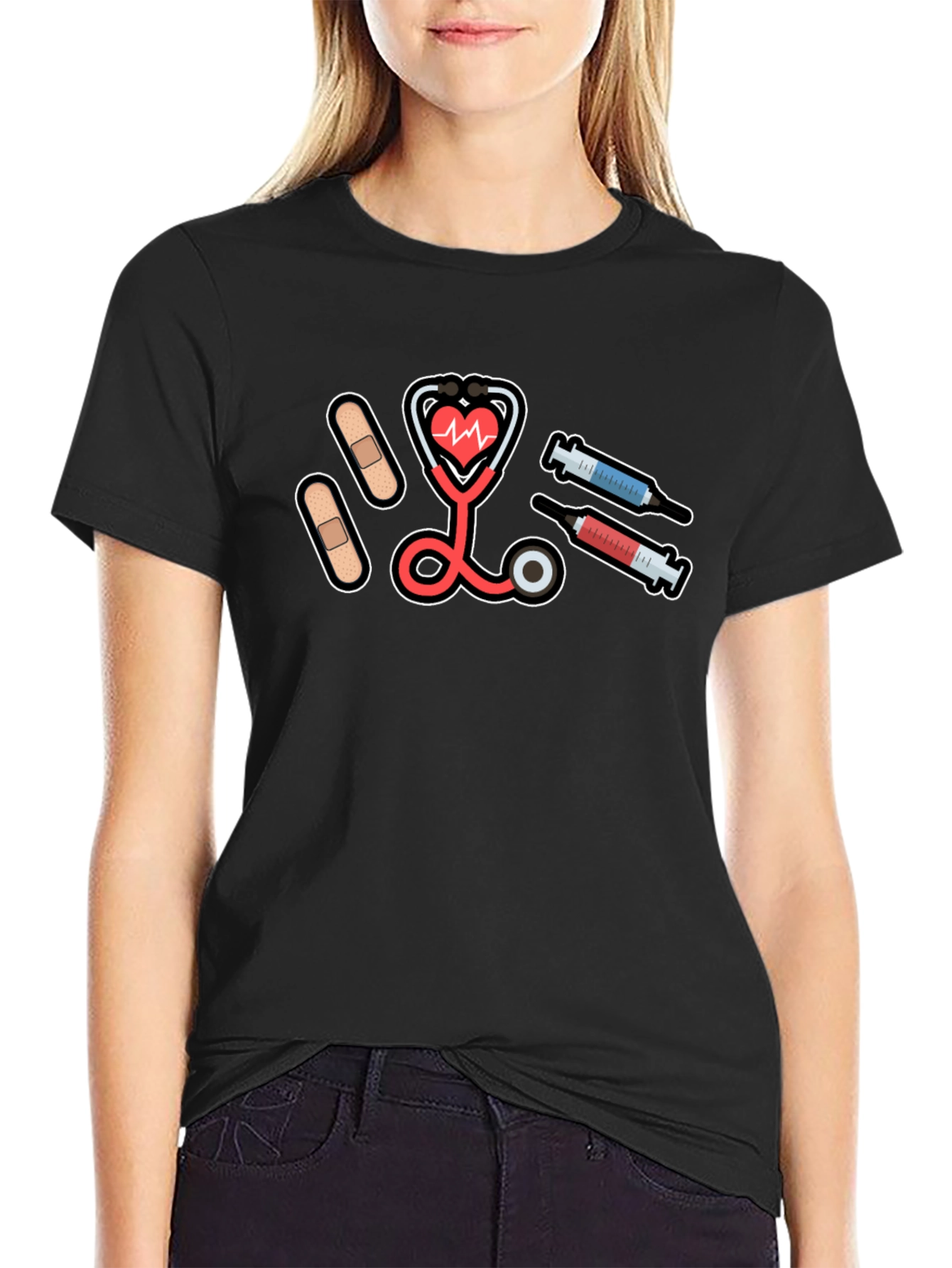 Nurse Life Stethoscope T-Shirt - Heartbeat Design
