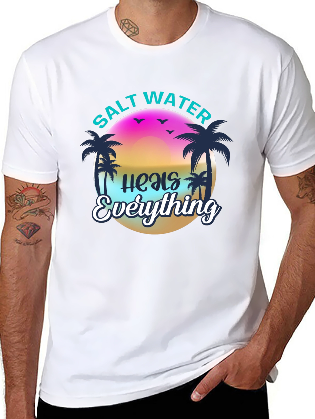 Salt Water Heals Everything Black Tee