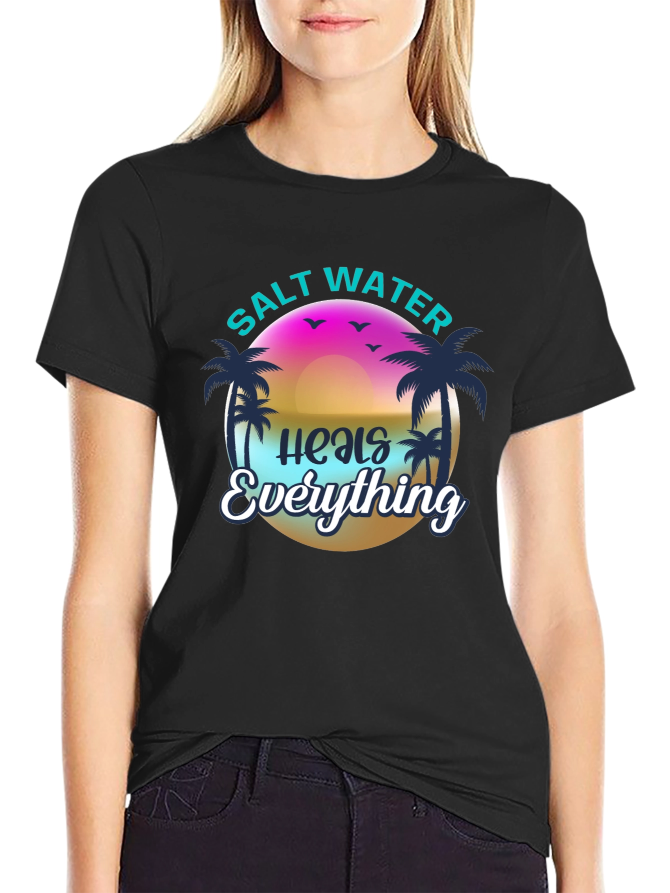 Salt Water Heals Everything Black Tee
