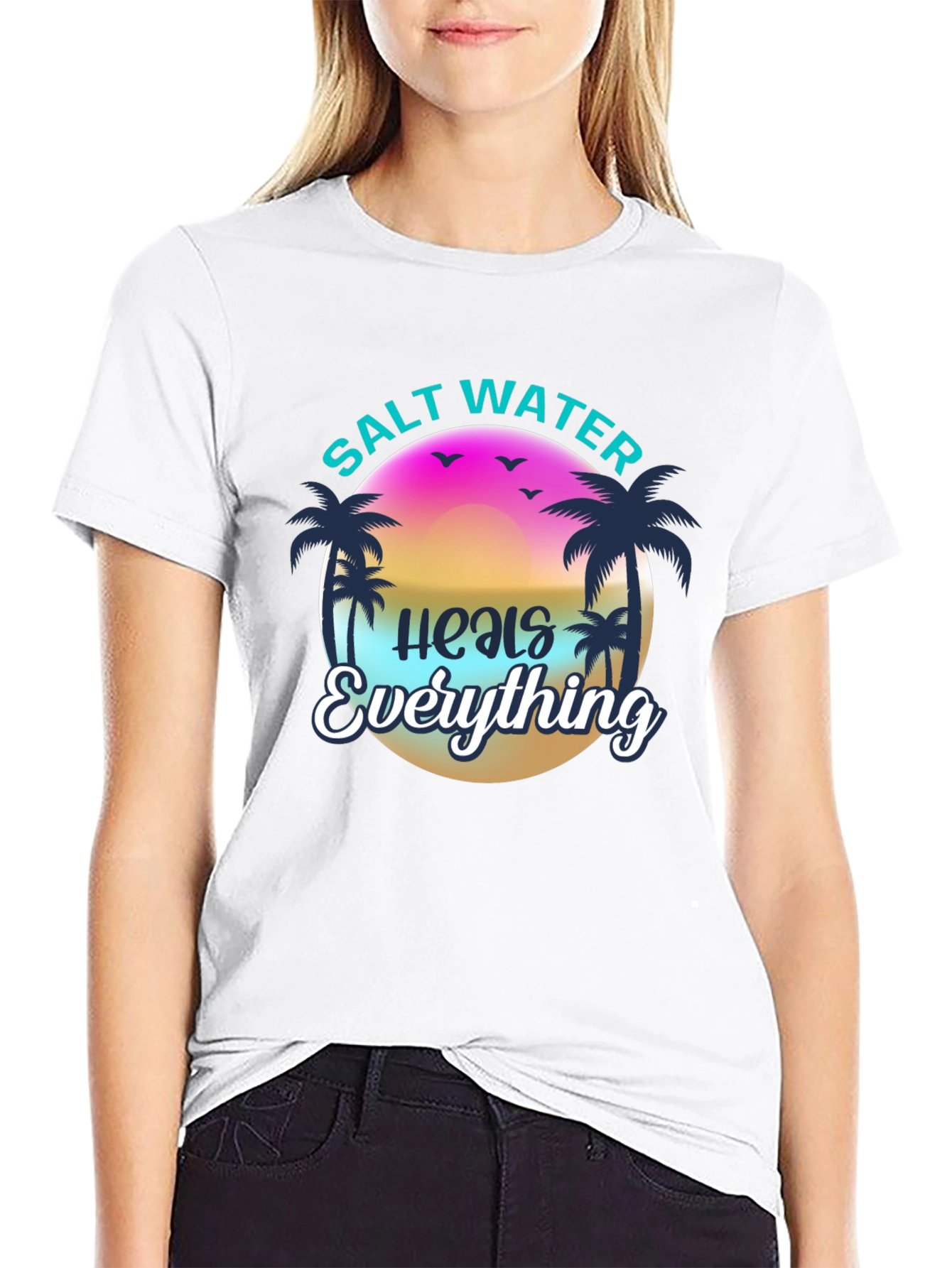 Salt Water Heals Everything Black Tee
