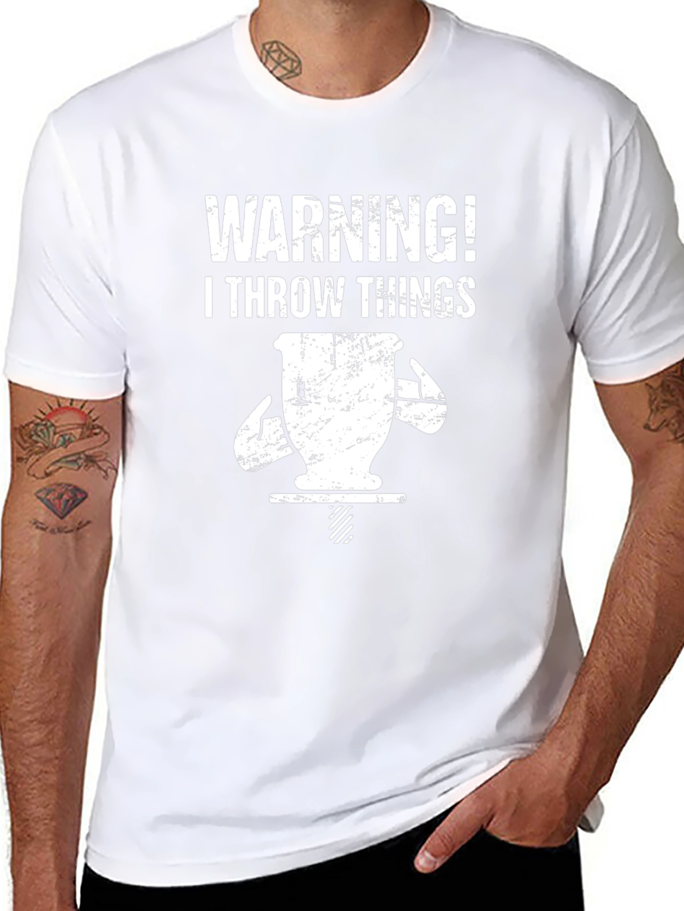Warning! I Throw Things T-Shirt Funny Pottery Gift