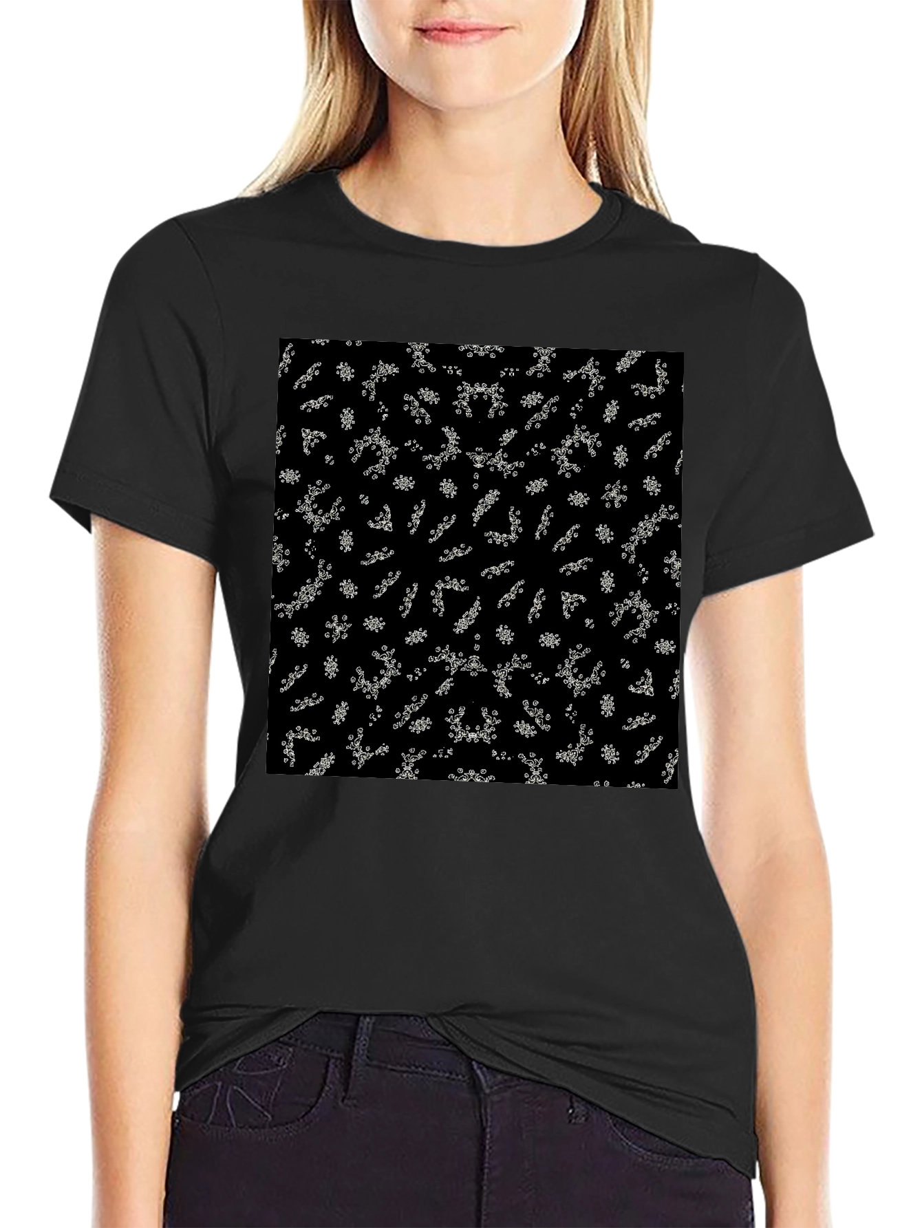 Abstract Pattern Black T-Shirt