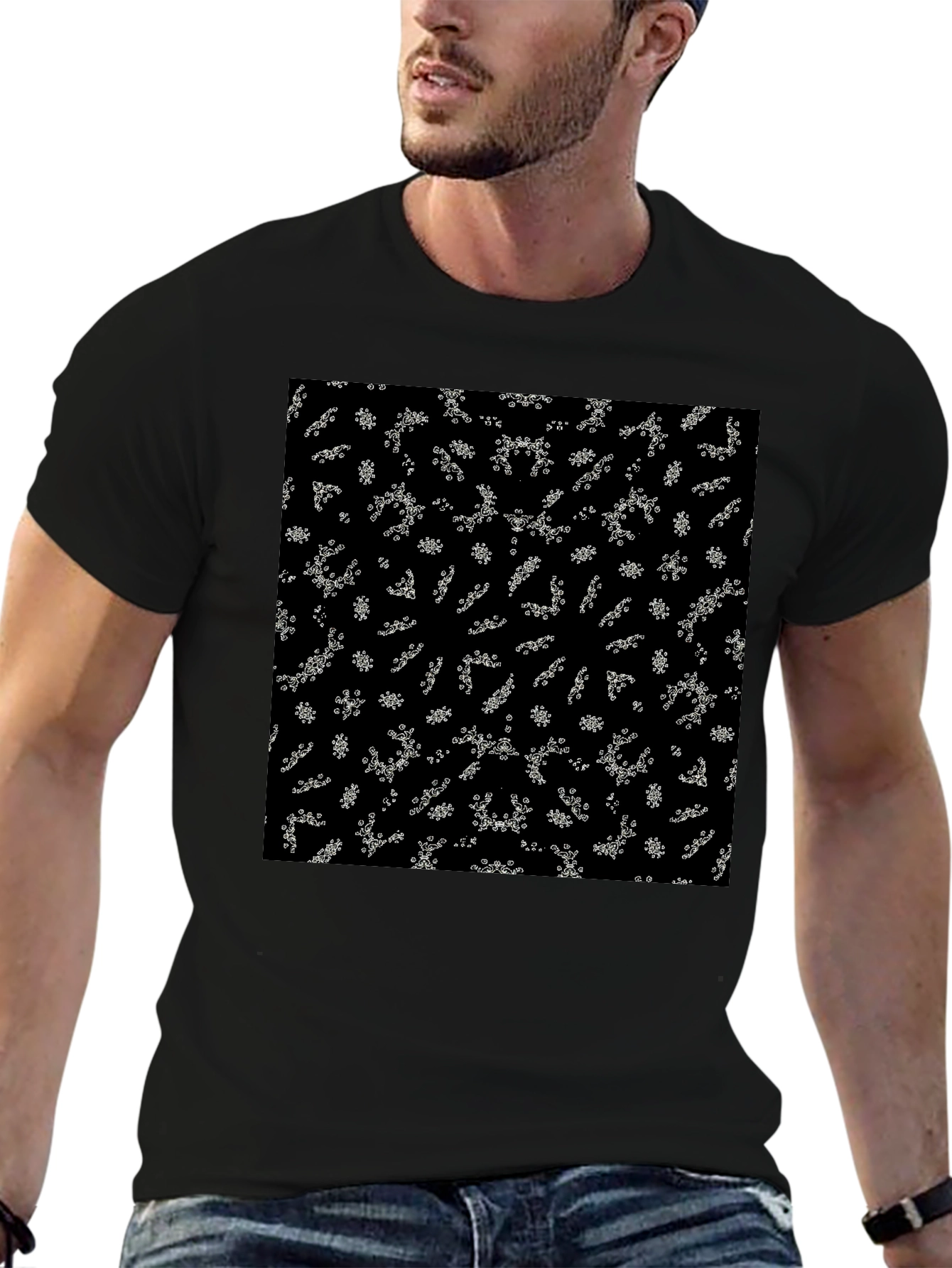 Abstract Pattern Black T-Shirt