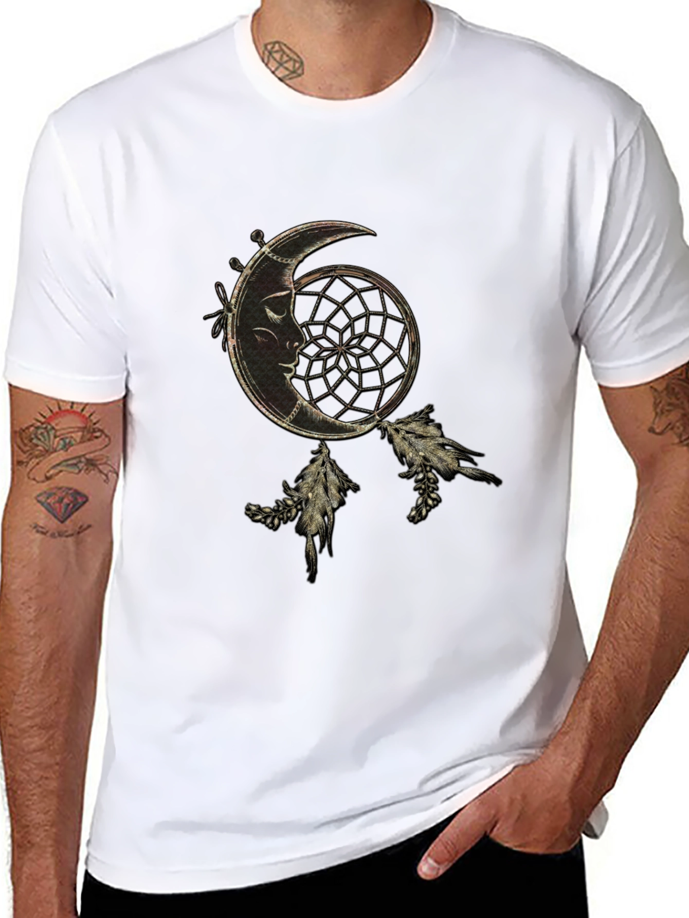 Dreamcatcher Moon Graphic Black T-Shirt