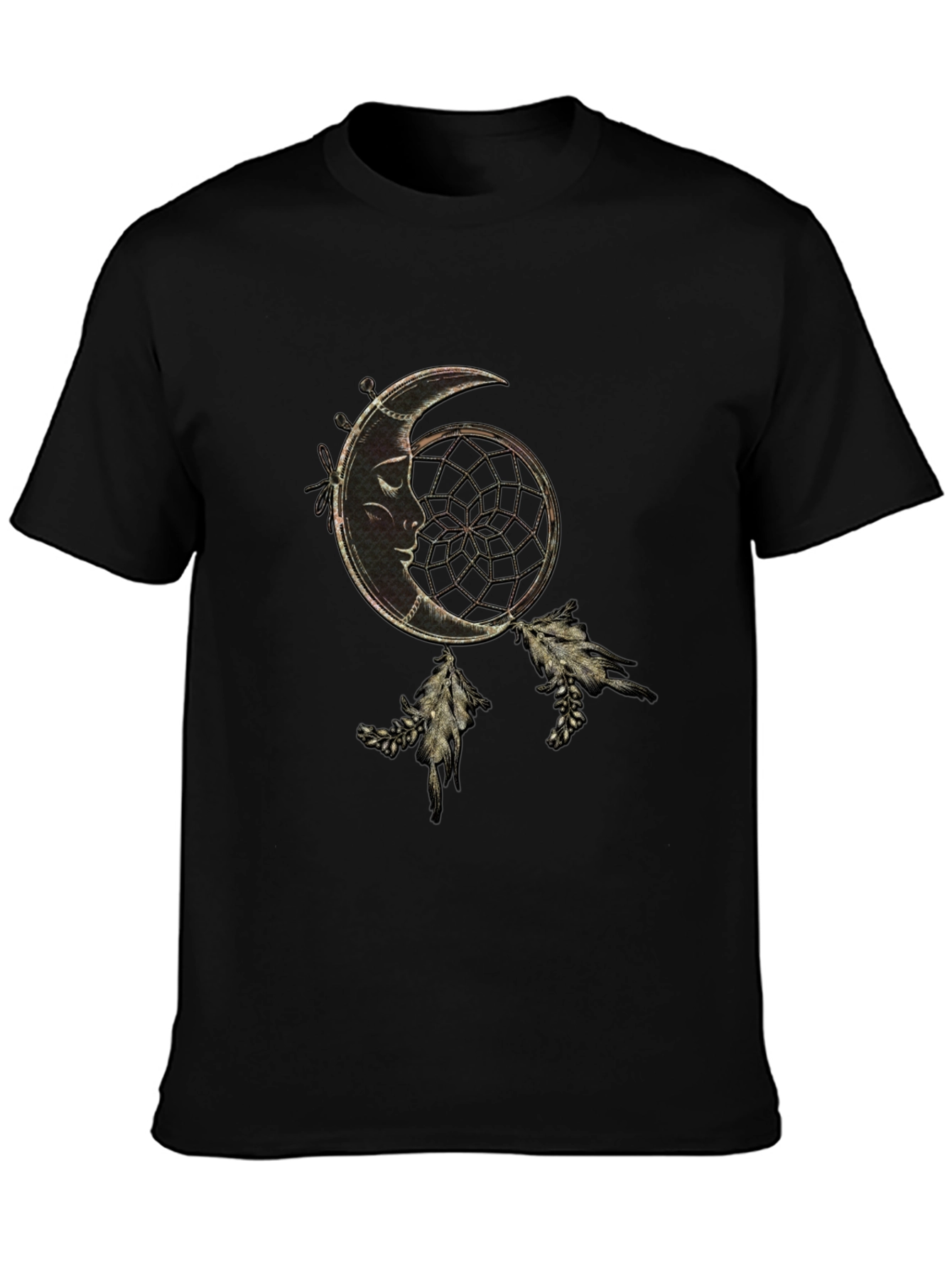 Dreamcatcher Moon Graphic Black T-Shirt