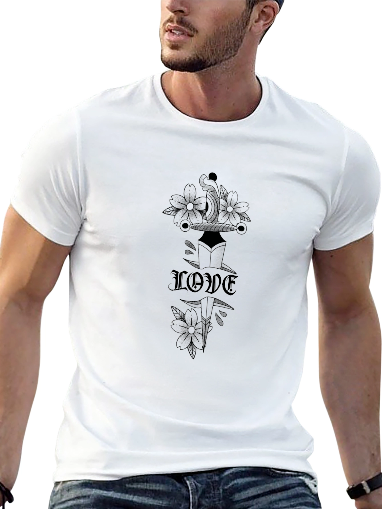 Edgy Love Tattoo Design Black T-Shirt
