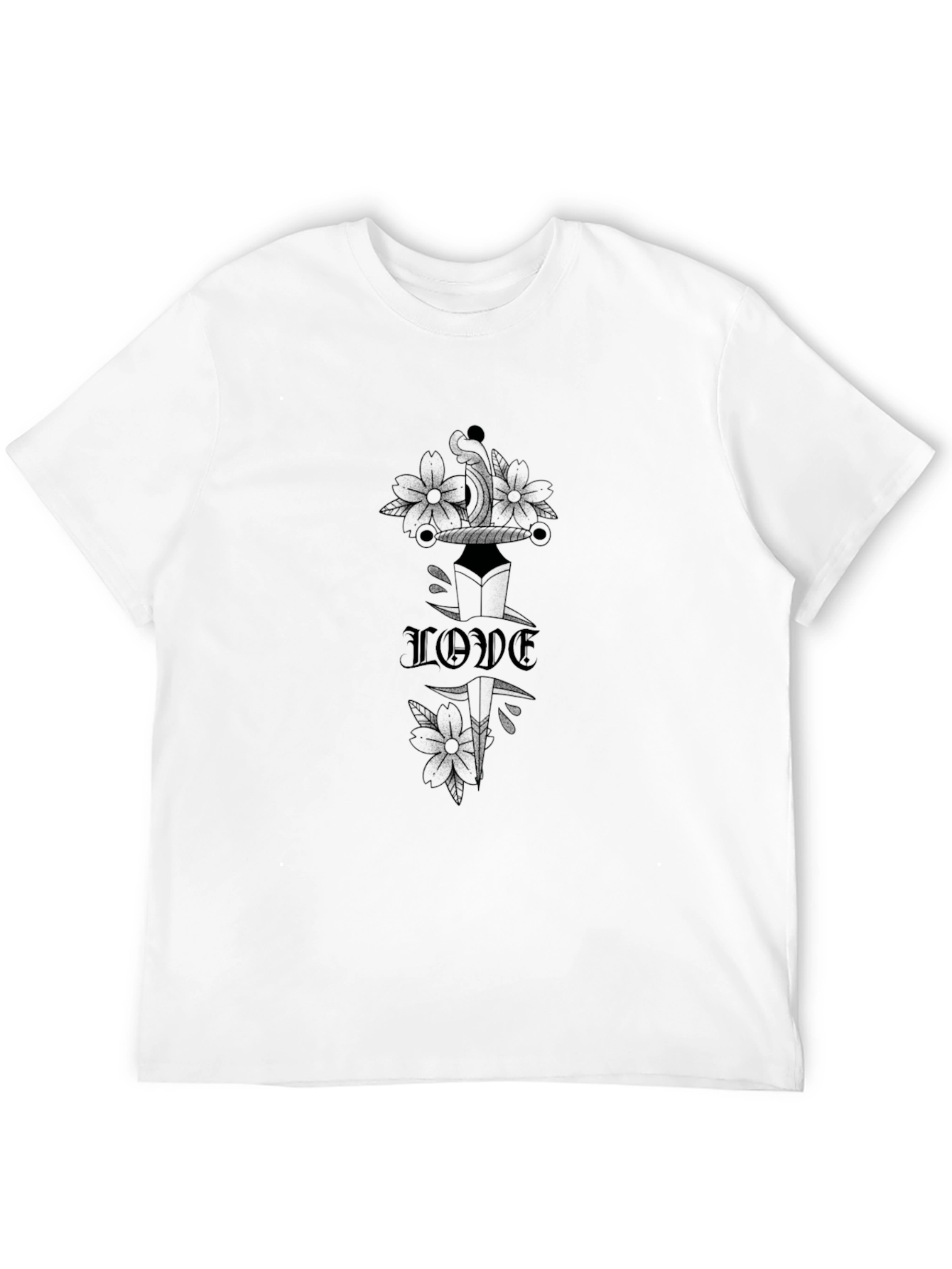 Edgy Love Tattoo Design Black T-Shirt