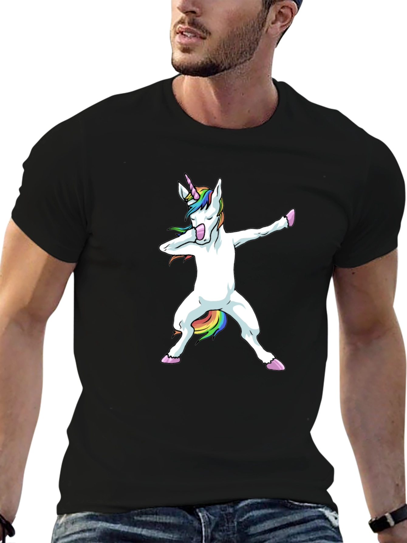 Dabbing Unicorn Black T-Shirt