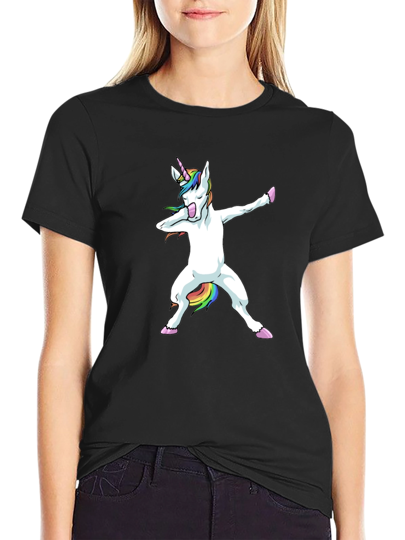 Dabbing Unicorn Black T-Shirt