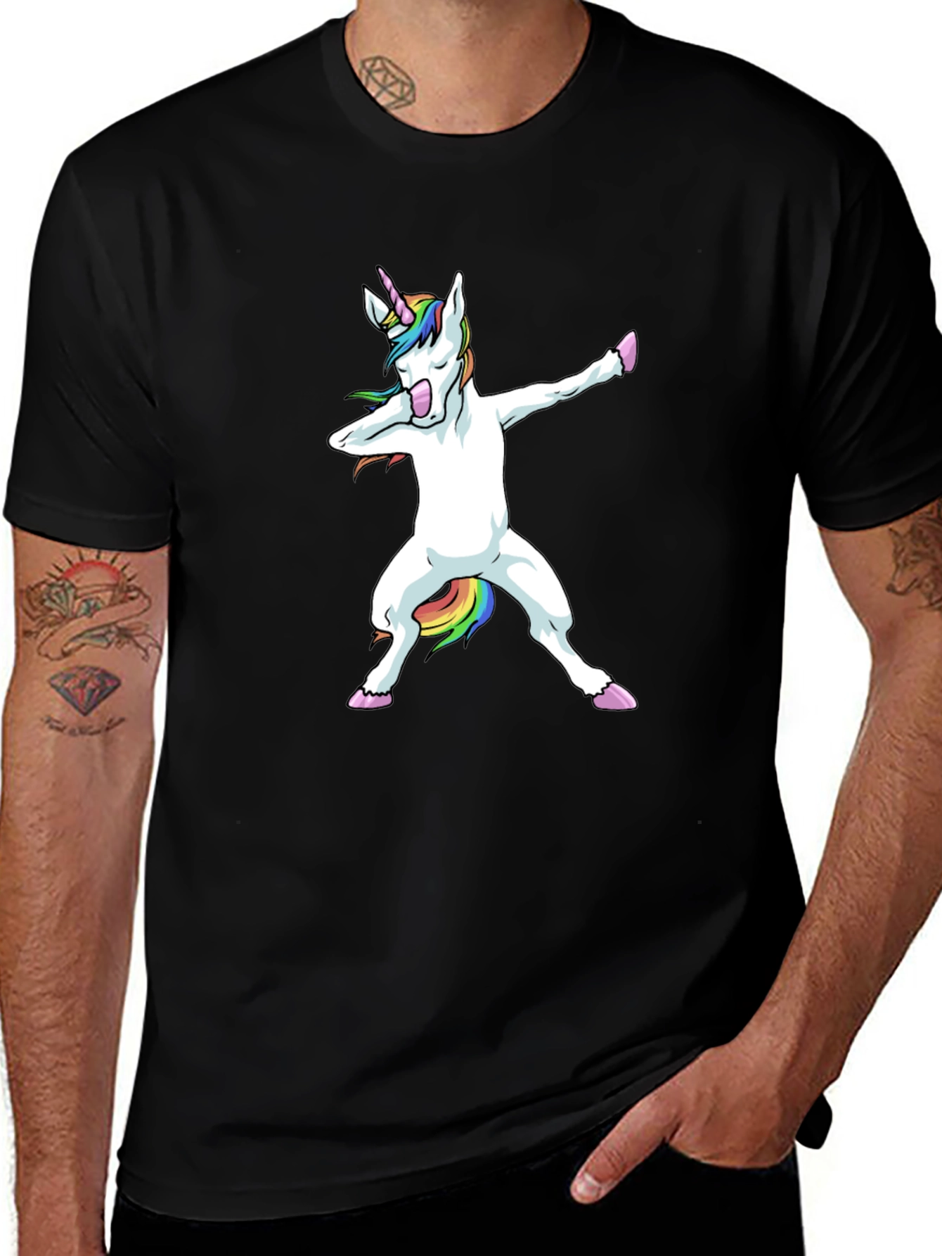 Dabbing Unicorn Black T-Shirt
