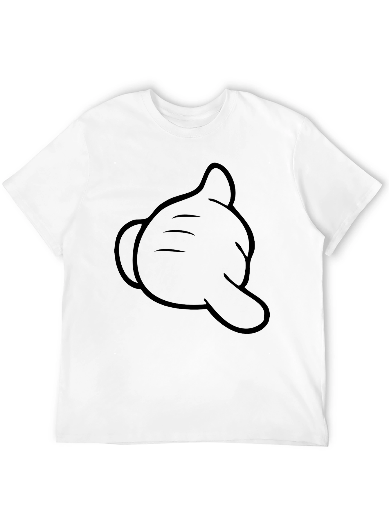 Cartoon Hand T-Shirt - Black Cotton Crew Neck Tee