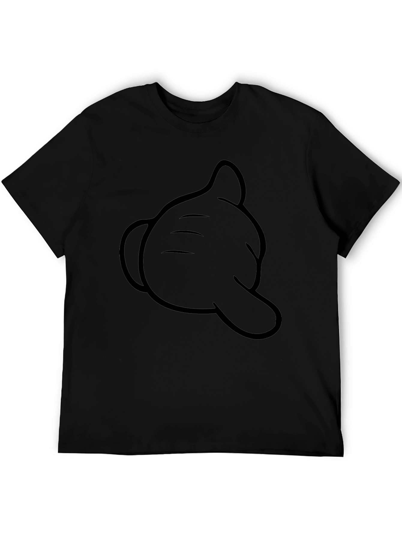 Cartoon Hand T-Shirt - Black Cotton Crew Neck Tee