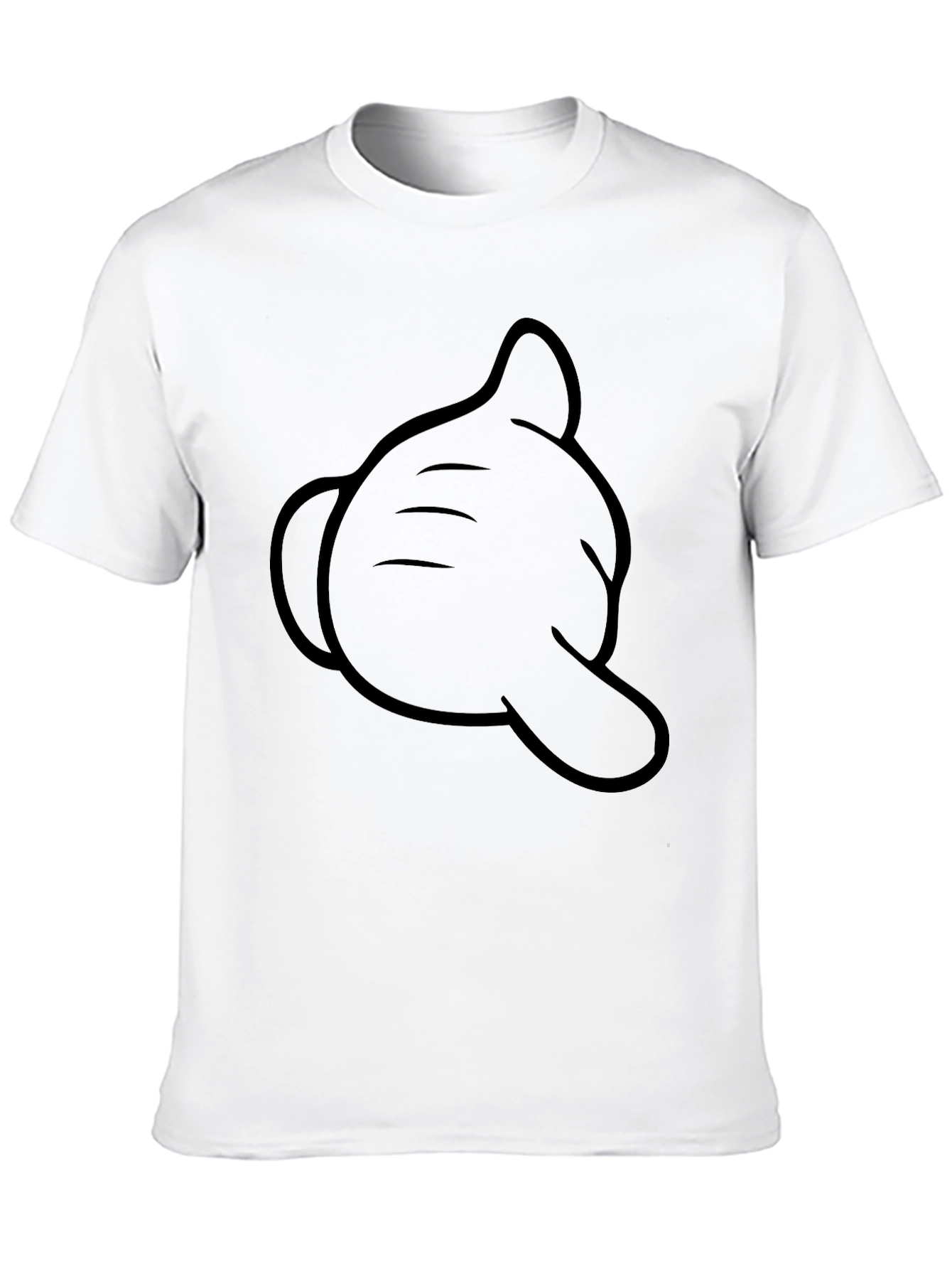 Cartoon Hand T-Shirt - Black Cotton Crew Neck Tee