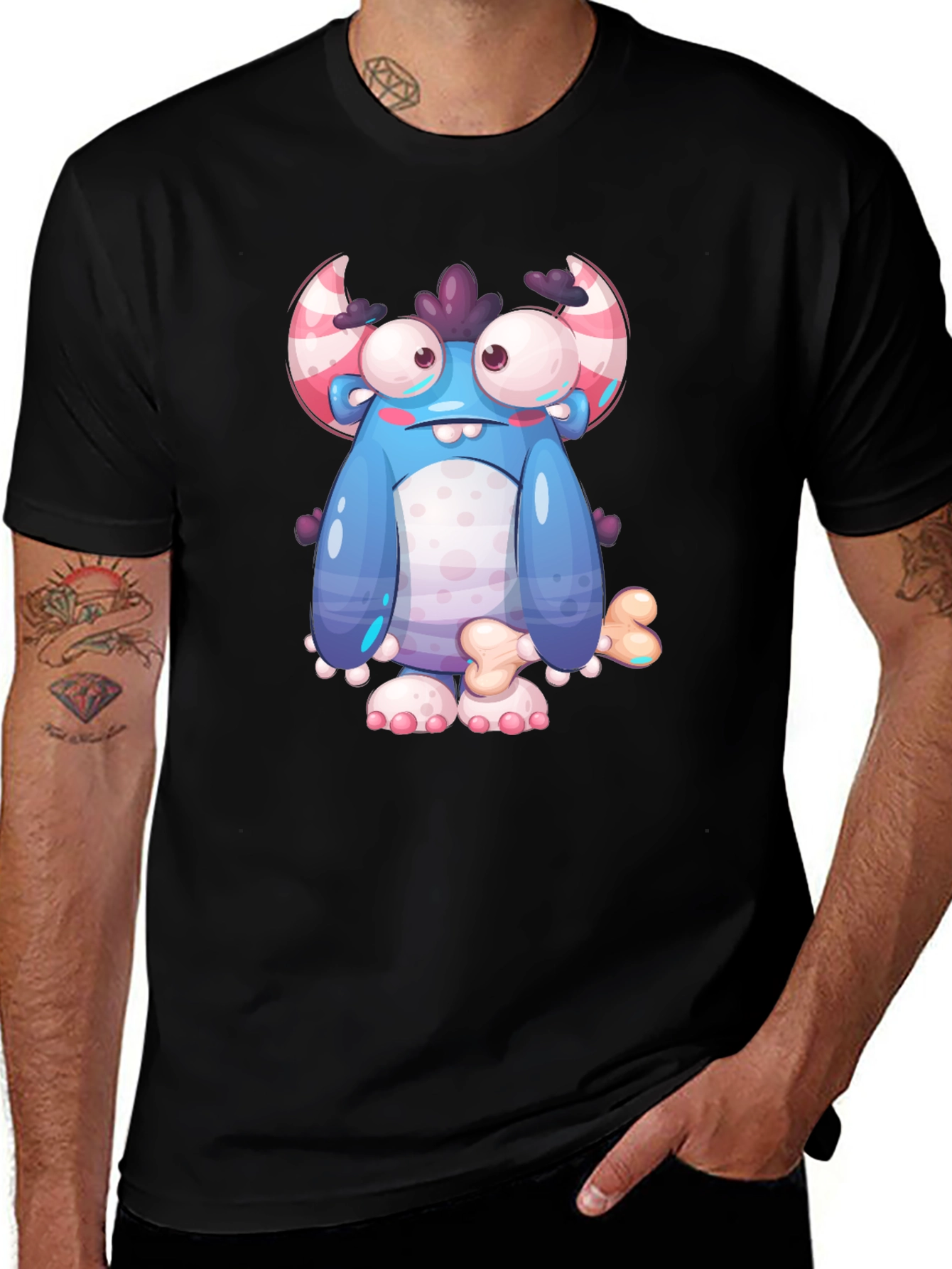 Monster Graphic Black T-Shirt for Men
