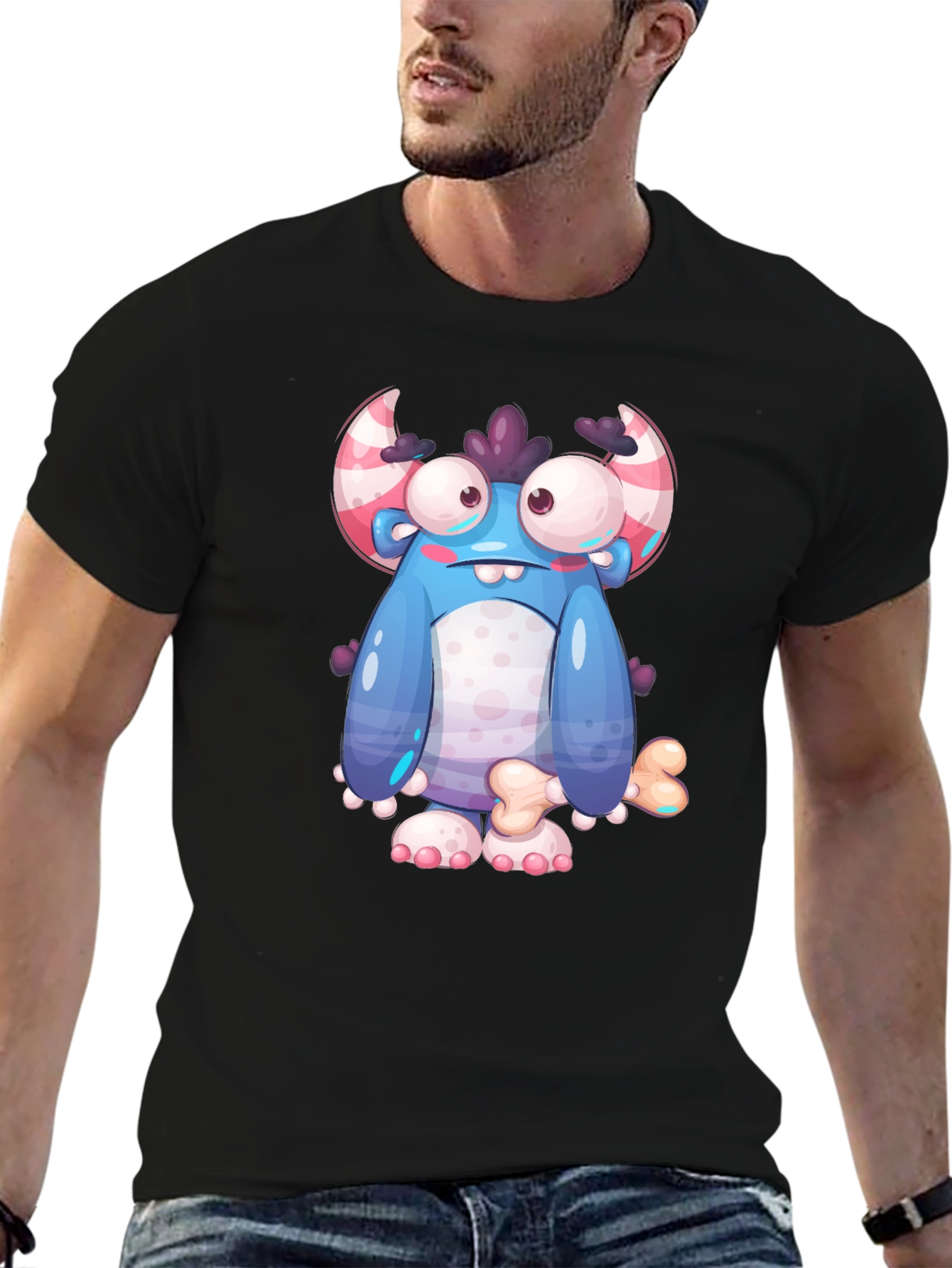 Monster Graphic Black T-Shirt for Men