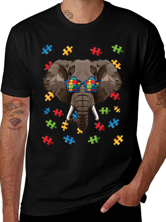 Elephant Autism Puzzle Piece T-Shirt