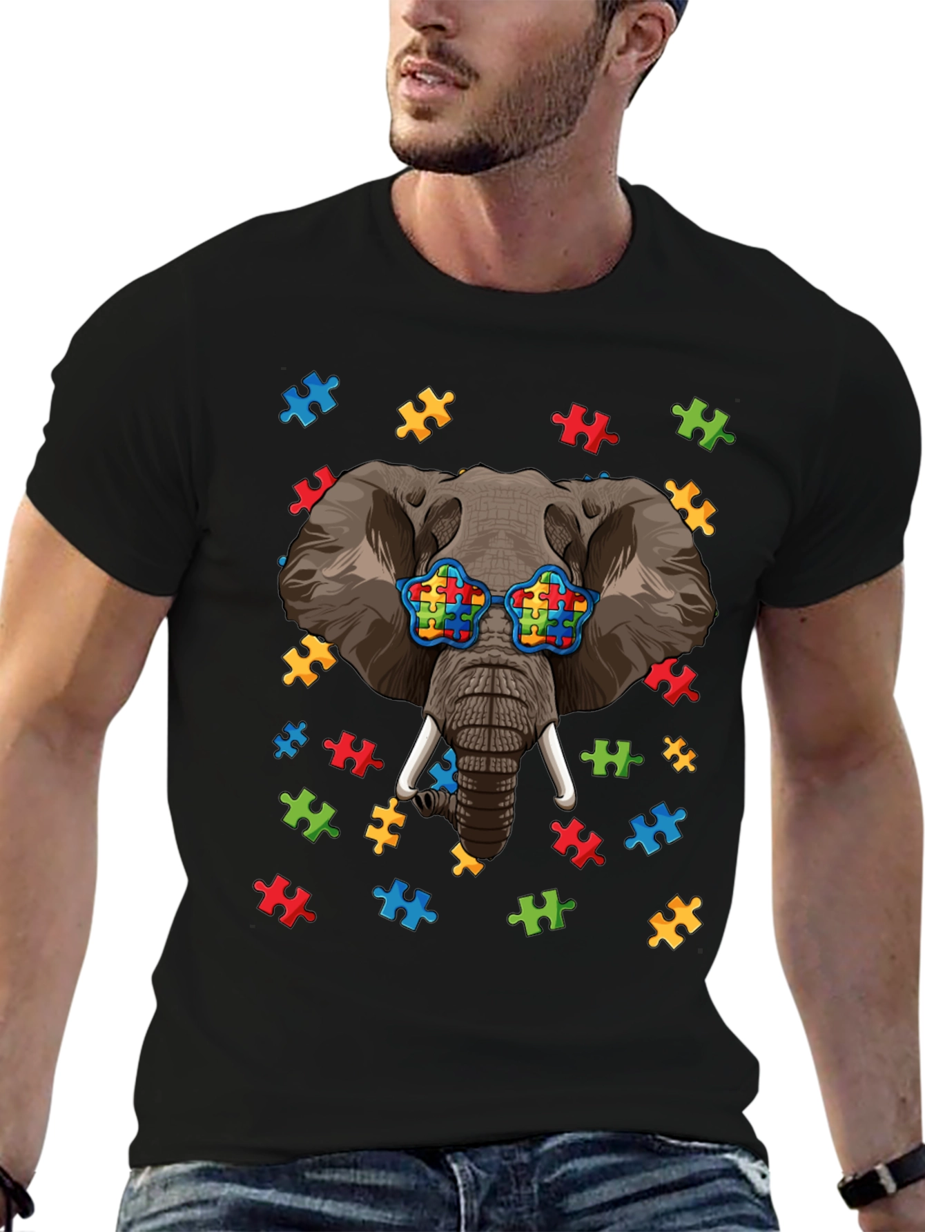 Elephant Autism Puzzle Piece T-Shirt