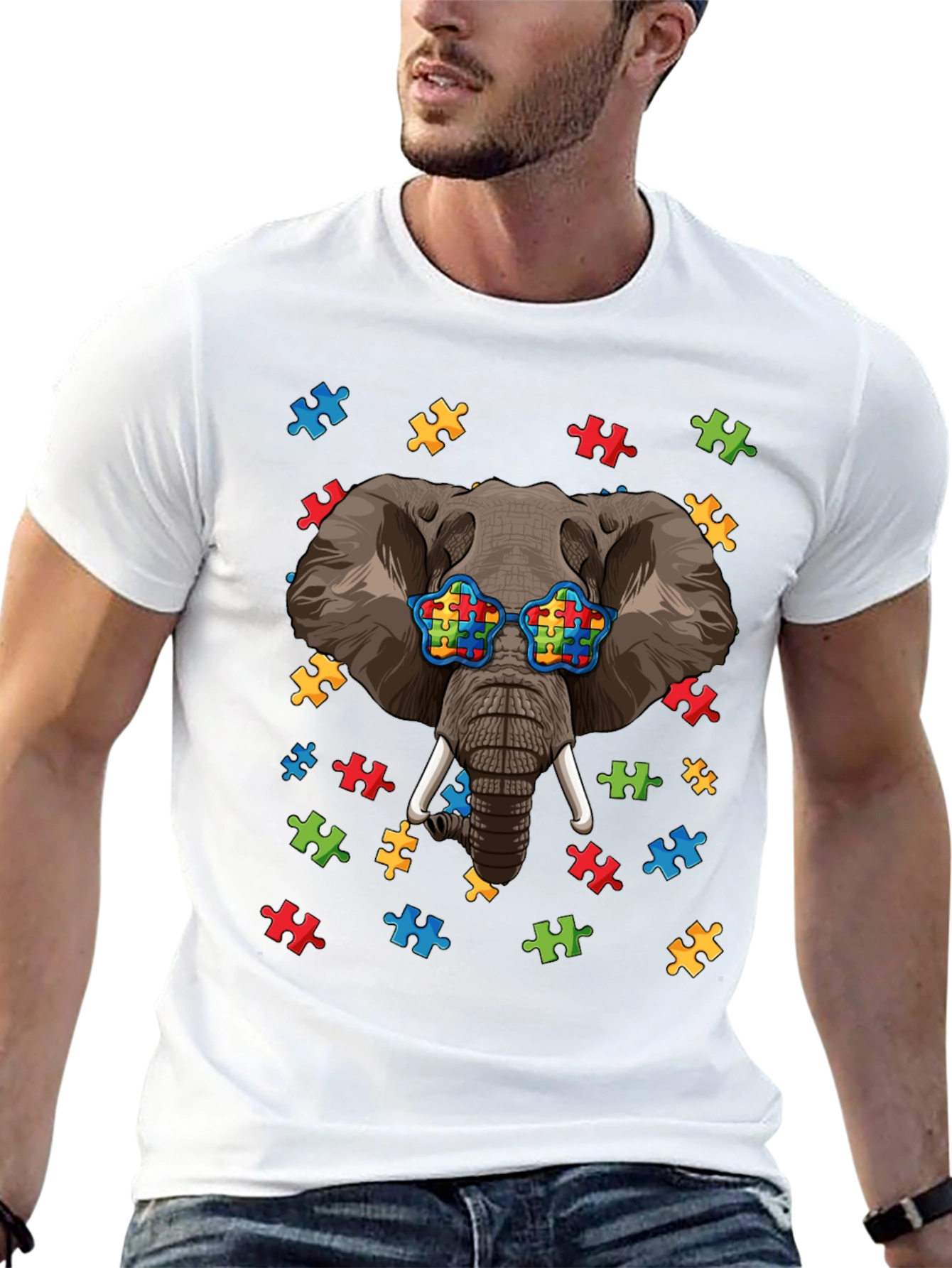 Elephant Autism Puzzle Piece T-Shirt