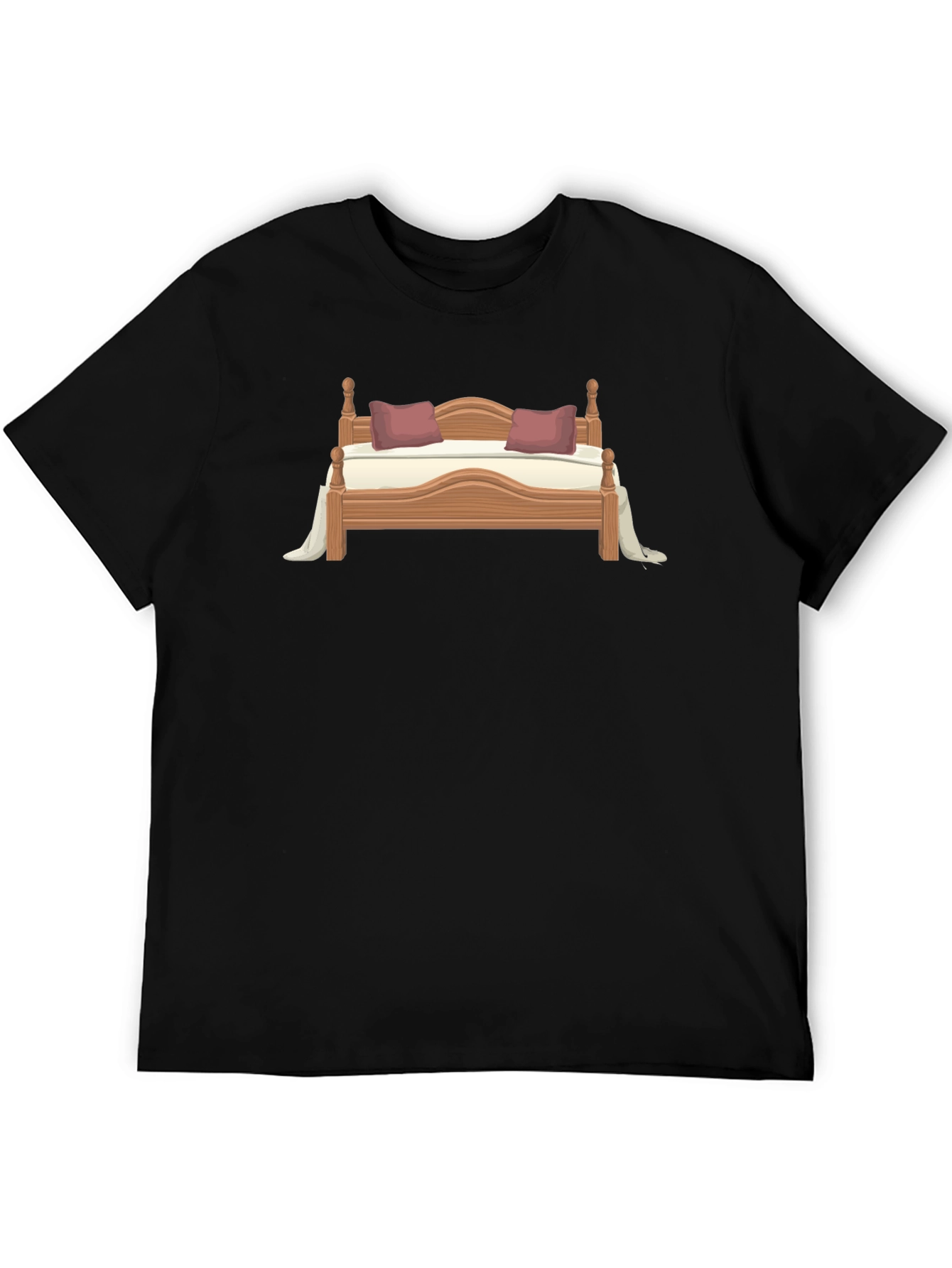 Novelty Bed Graphic T-Shirt - Casual Style