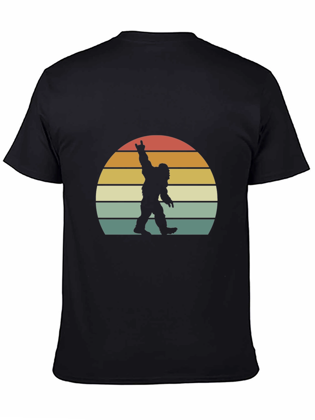 Retro Bigfoot Rock On T-Shirt - Black