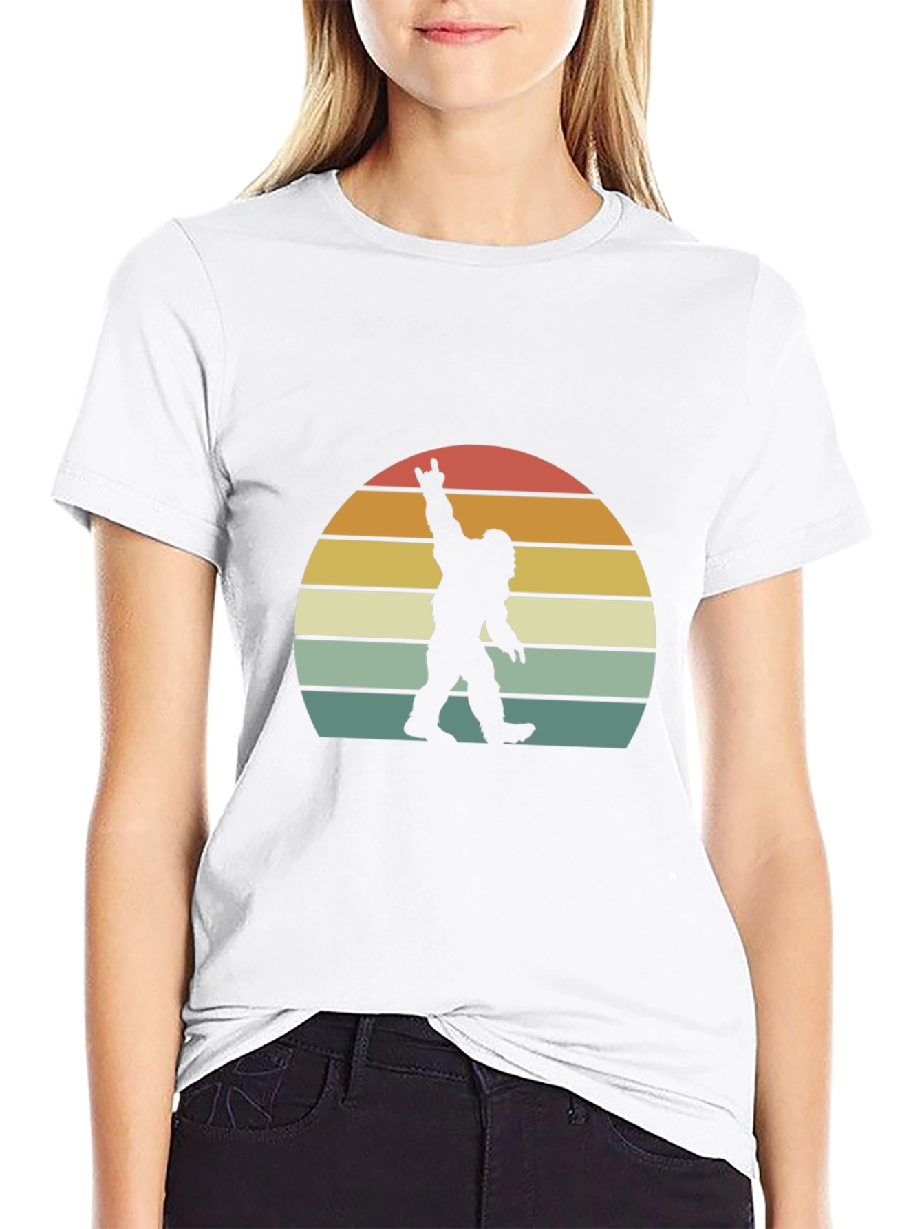 Retro Bigfoot Rock On T-Shirt - Black