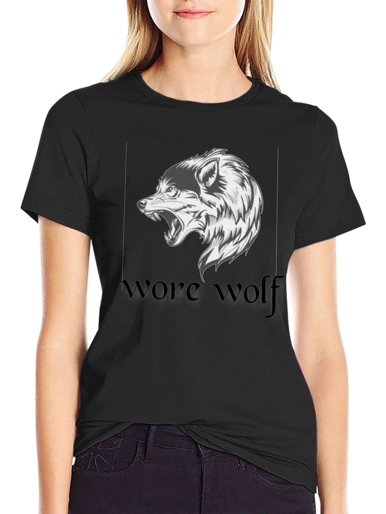 Werewolf Graphic Tee - Black Cotton T-Shirt