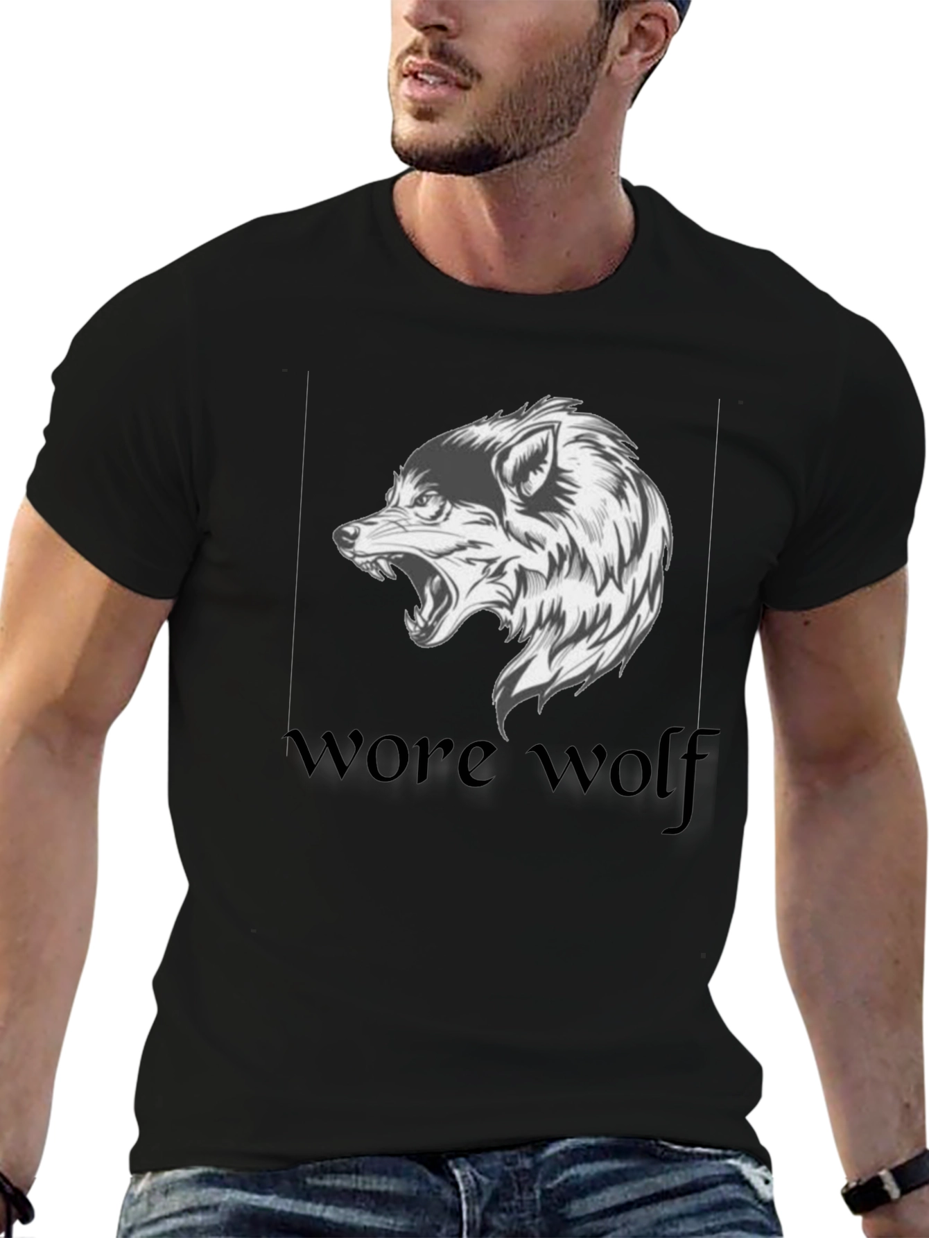 Werewolf Graphic Tee - Black Cotton T-Shirt
