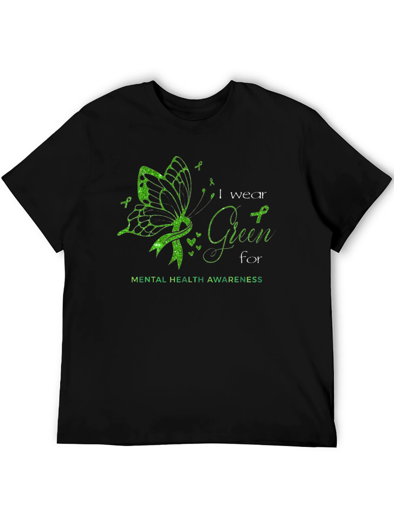 Mental Health Awareness Green Butterfly T-Shirt