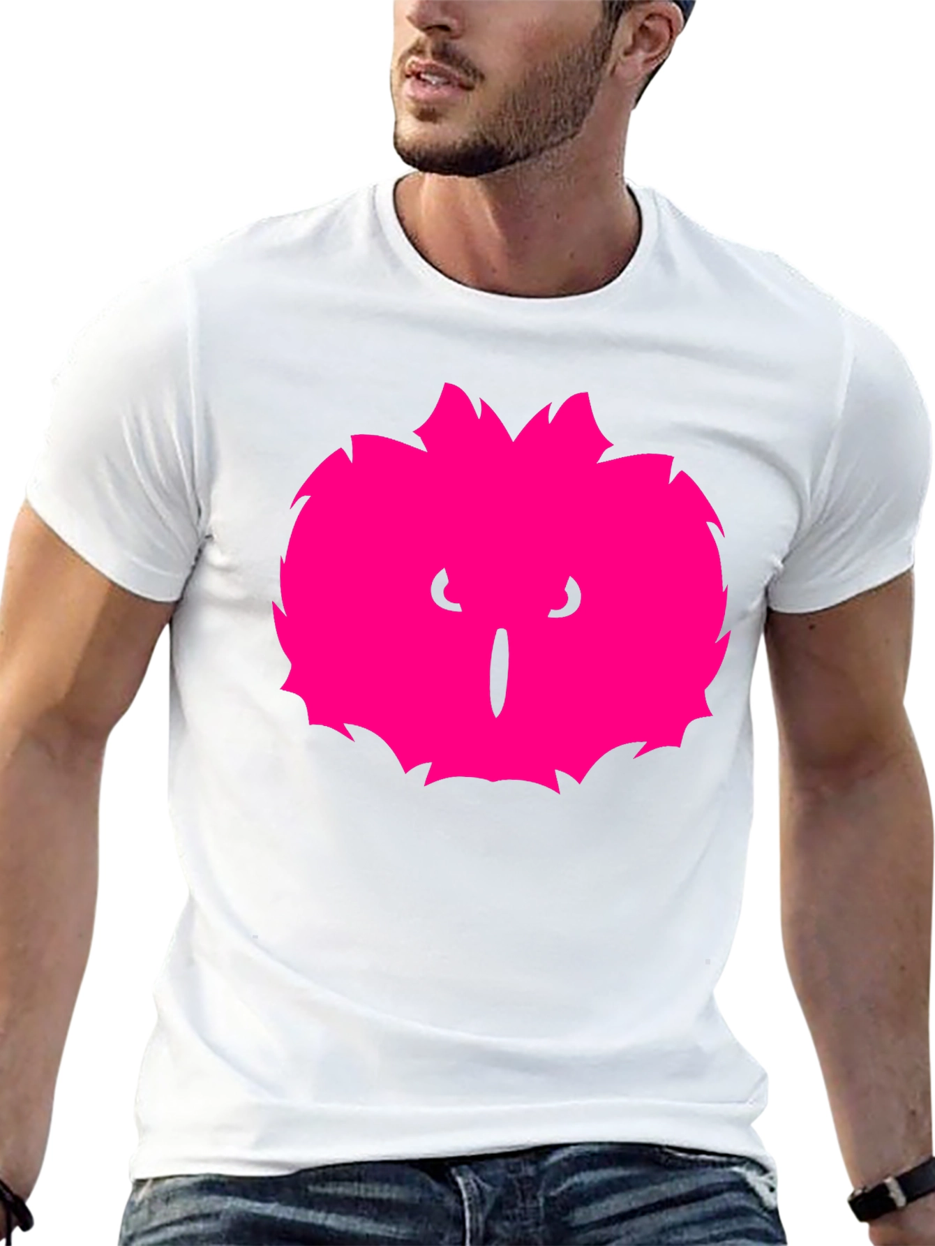 Mens Black T-Shirt with Pink Monster Graphic
