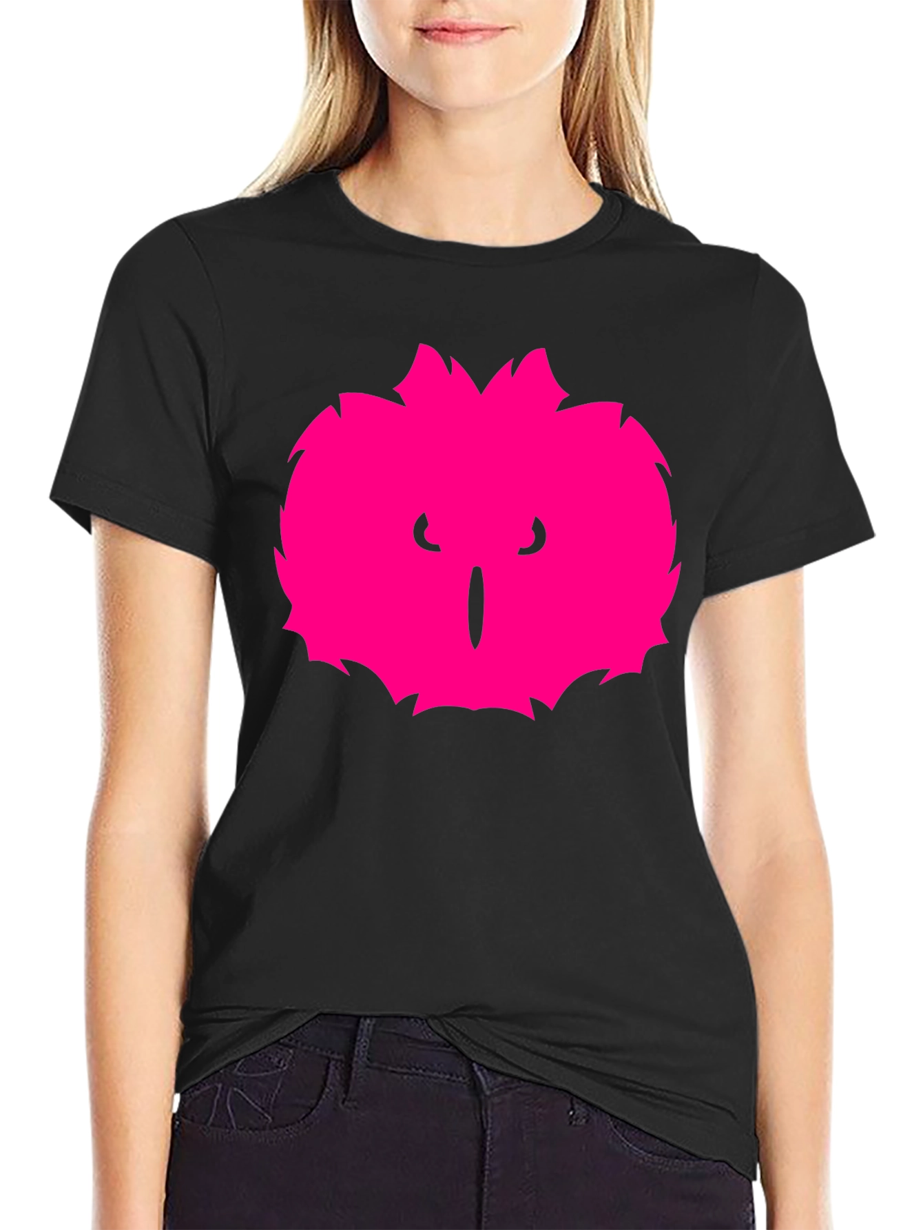 Mens Black T-Shirt with Pink Monster Graphic