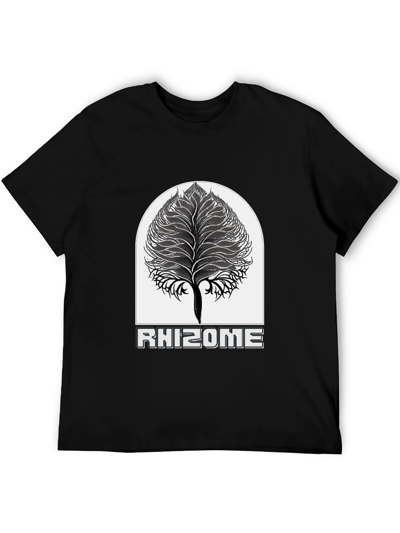 Rhizome Black T-Shirt - Unique Tree Design