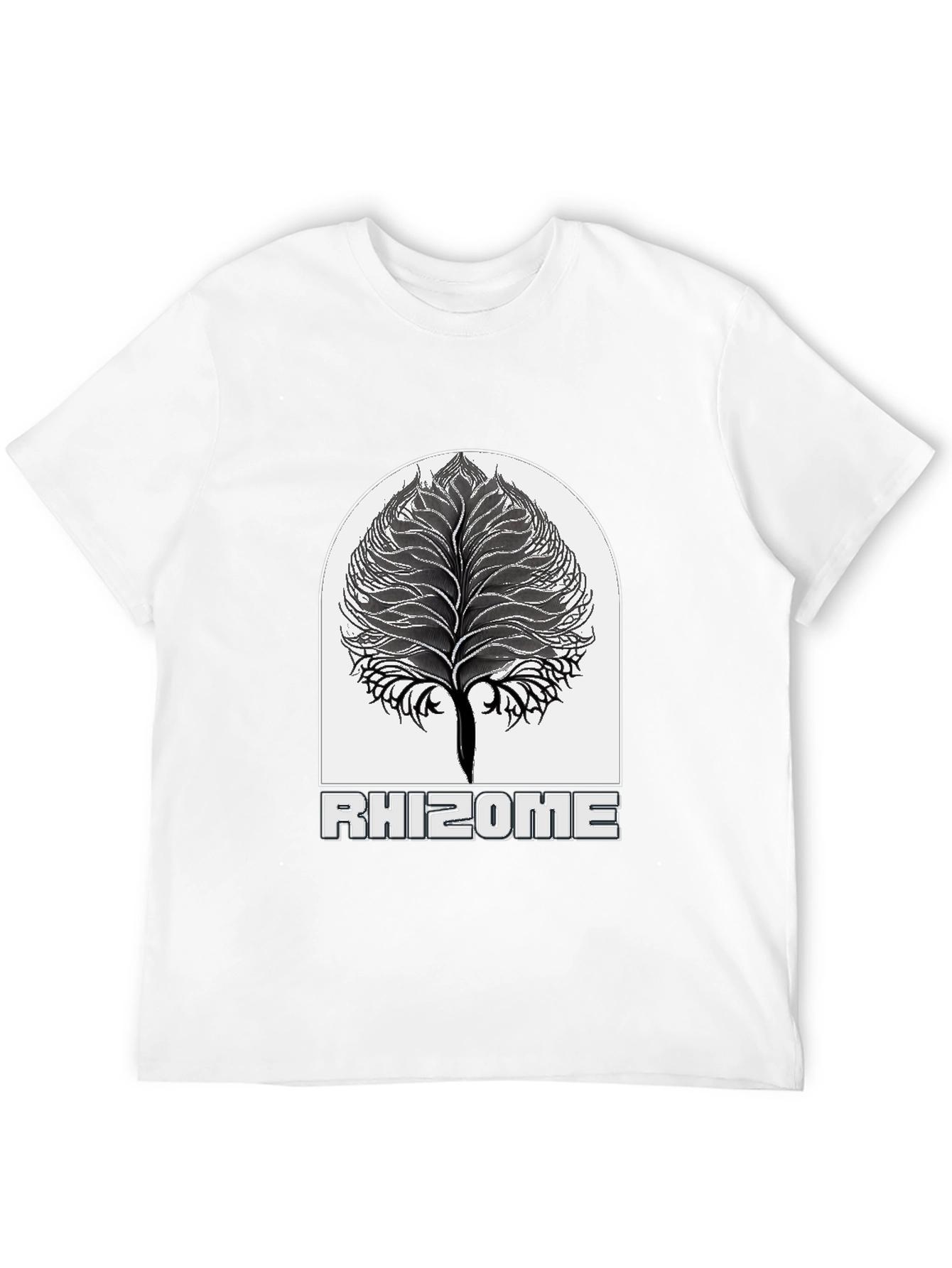 Rhizome Black T-Shirt - Unique Tree Design