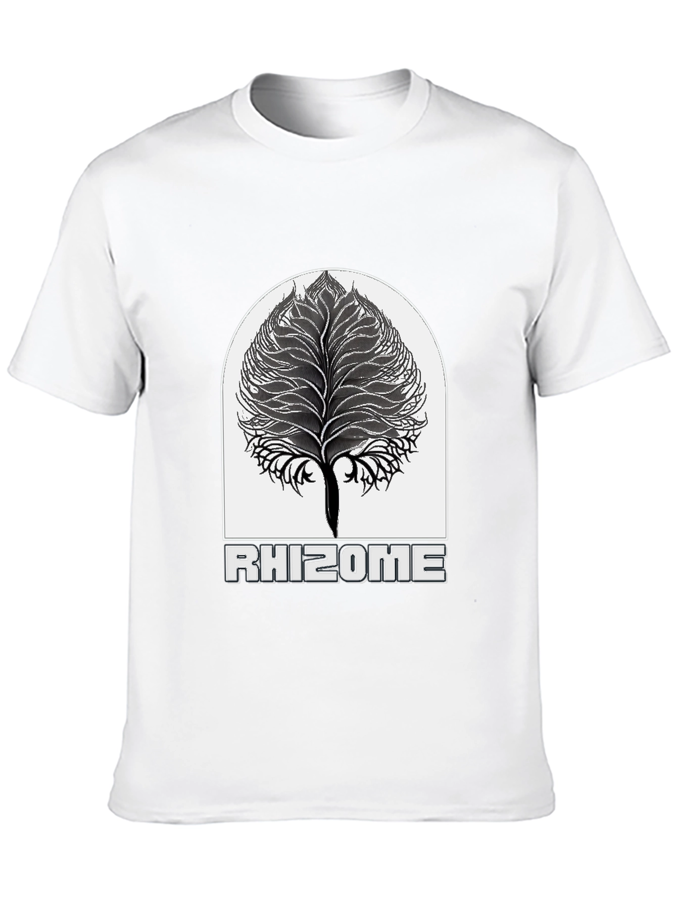 Rhizome Black T-Shirt - Unique Tree Design