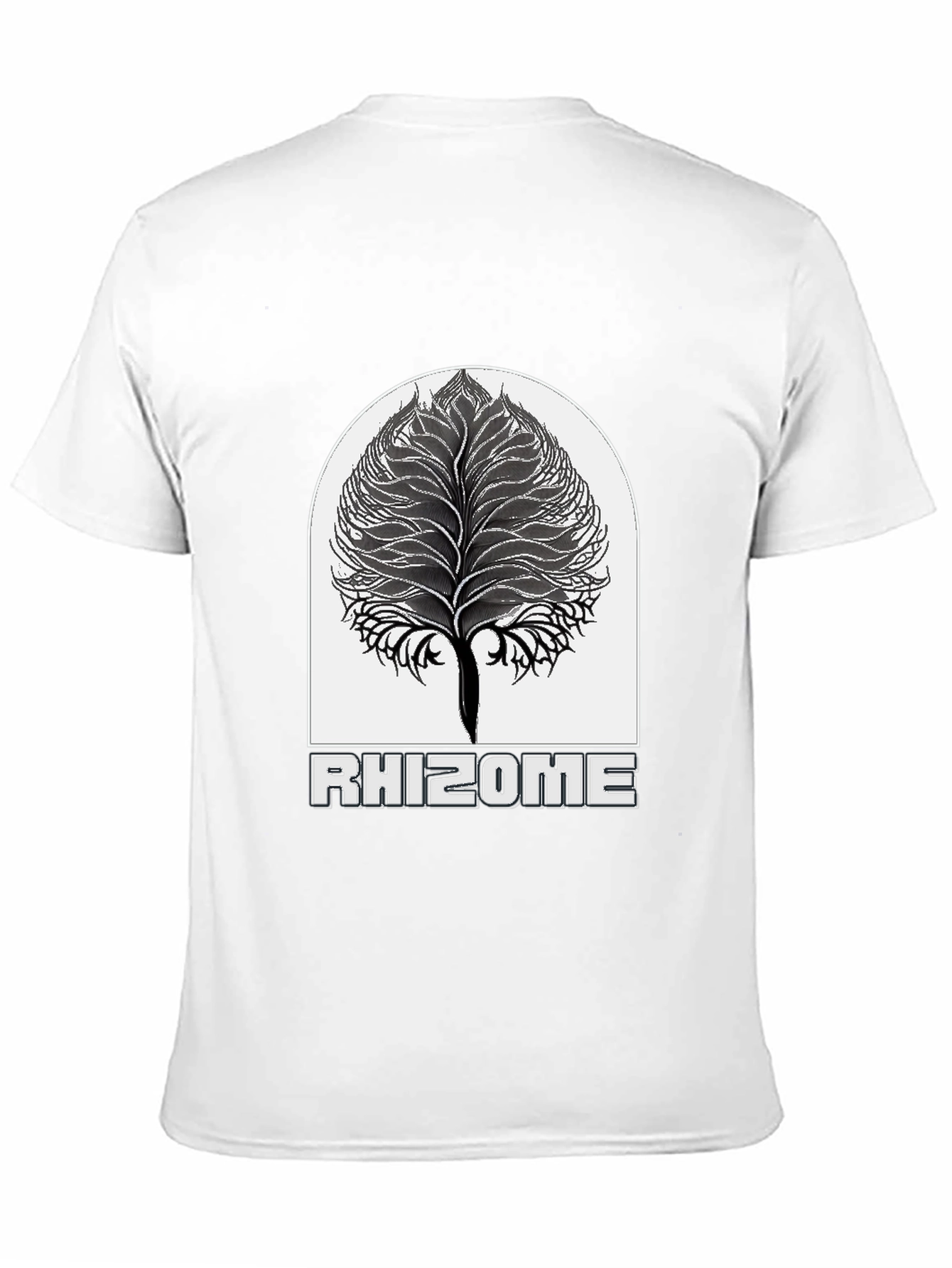Rhizome Black T-Shirt - Unique Tree Design