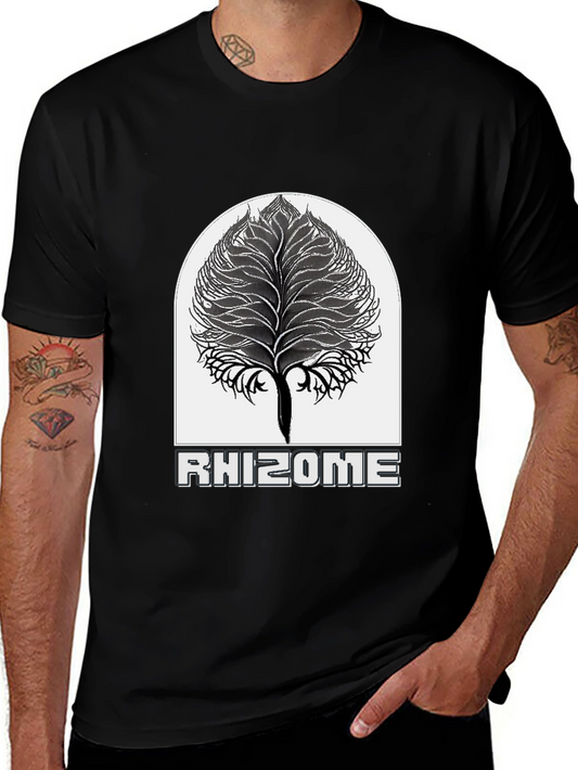 Rhizome Black T-Shirt - Unique Tree Design