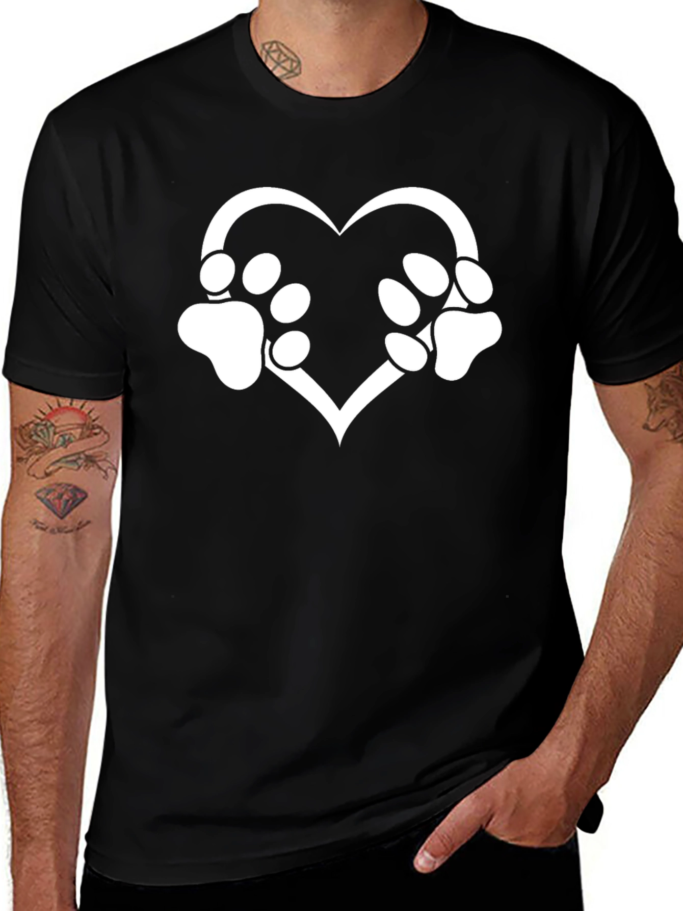 Paw Print Heart Graphic T-Shirt