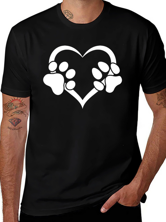 Paw Print Heart Graphic T-Shirt
