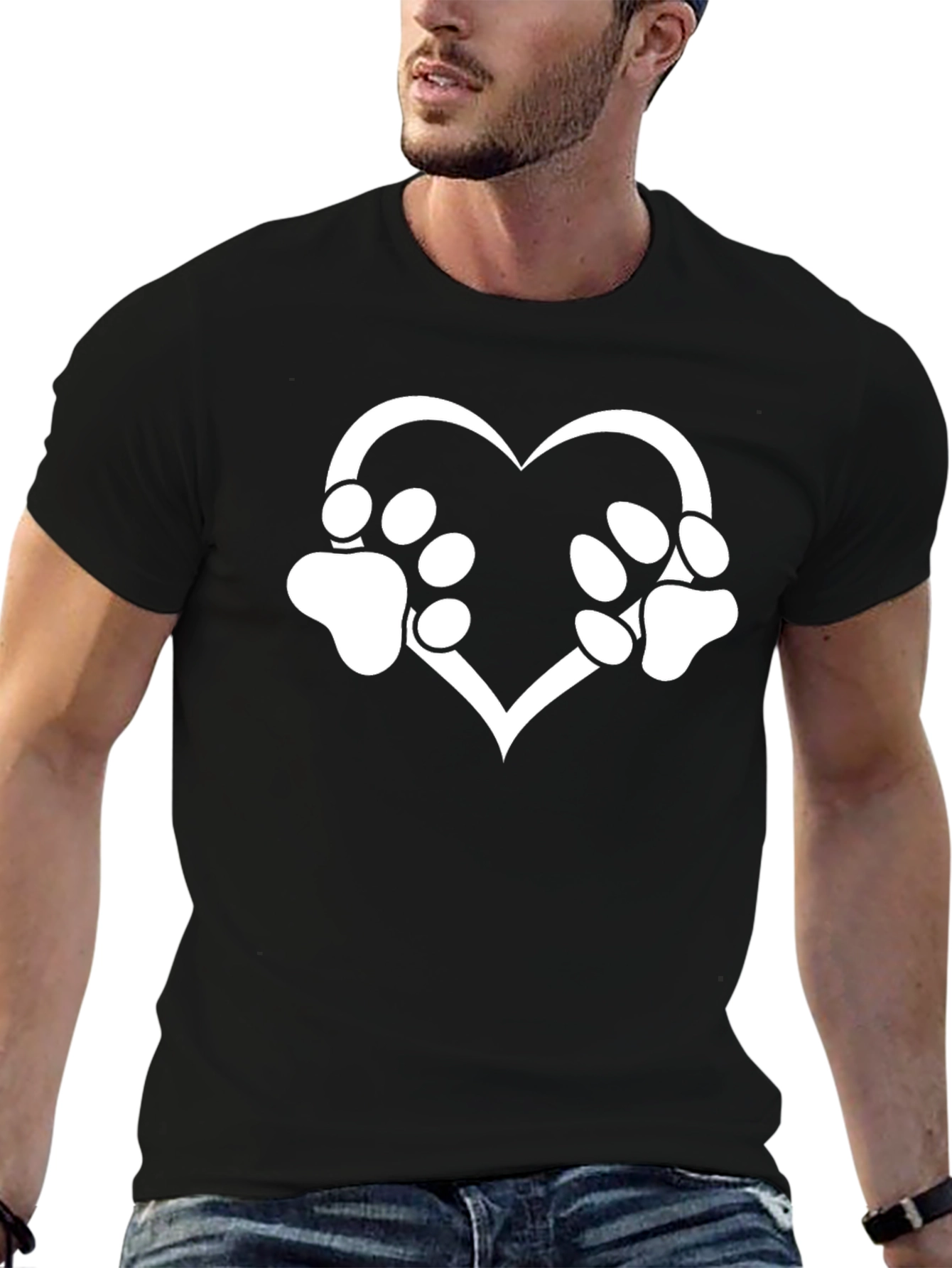 Paw Print Heart Graphic T-Shirt