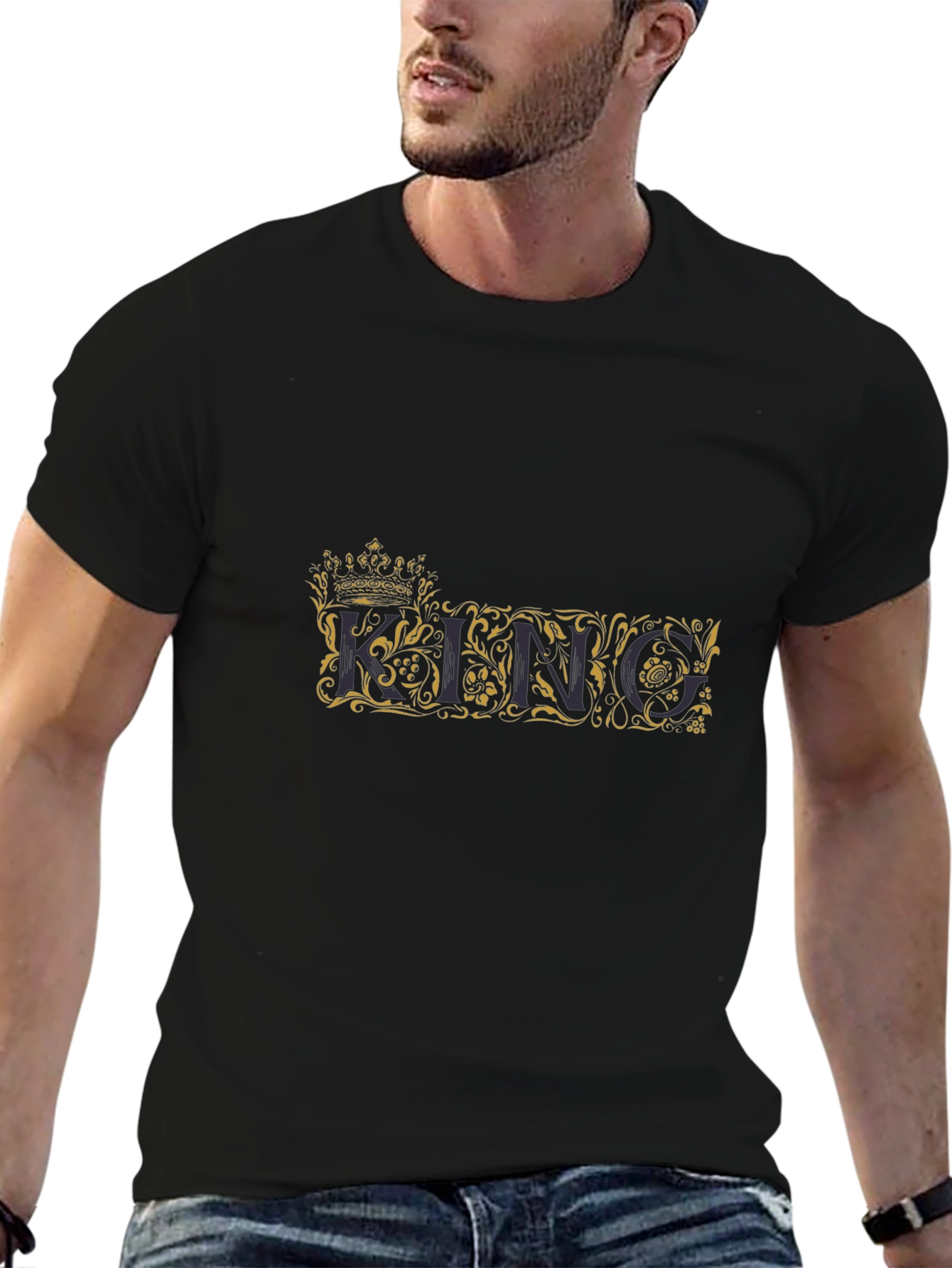 King Graphic Print Crew Neck T-Shirt