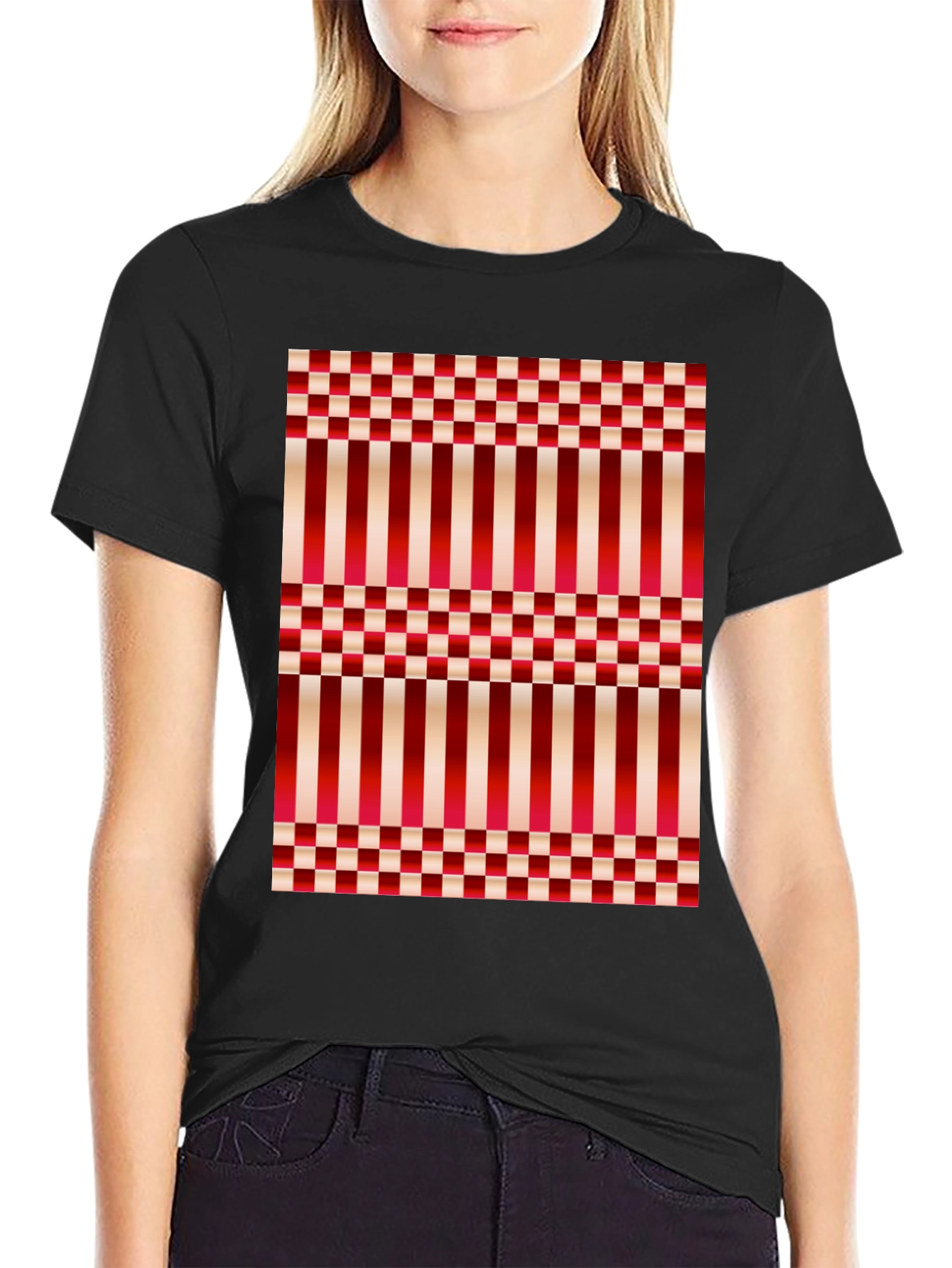 Striped & Checkered Pattern T-Shirt
