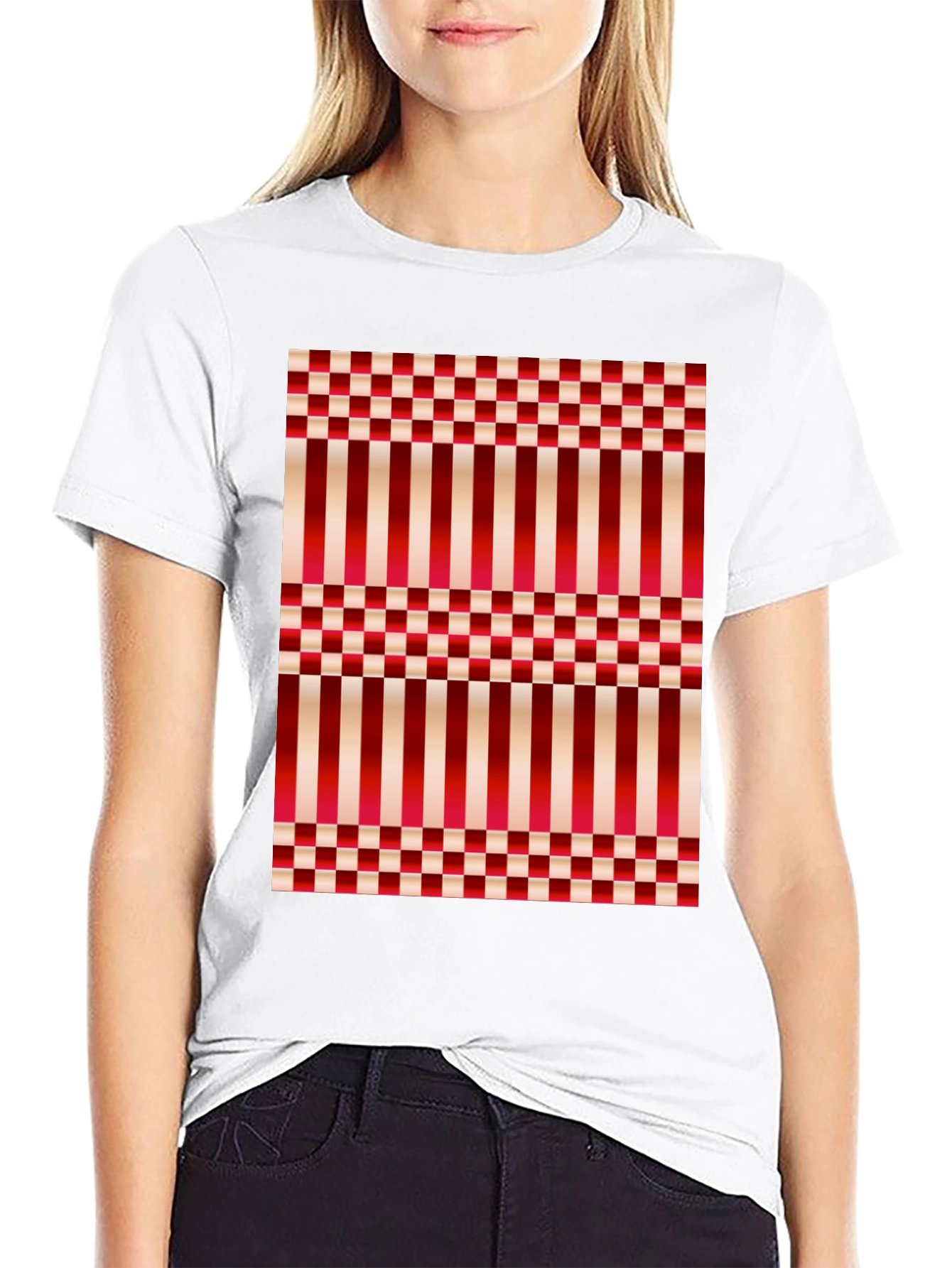 Striped & Checkered Pattern T-Shirt