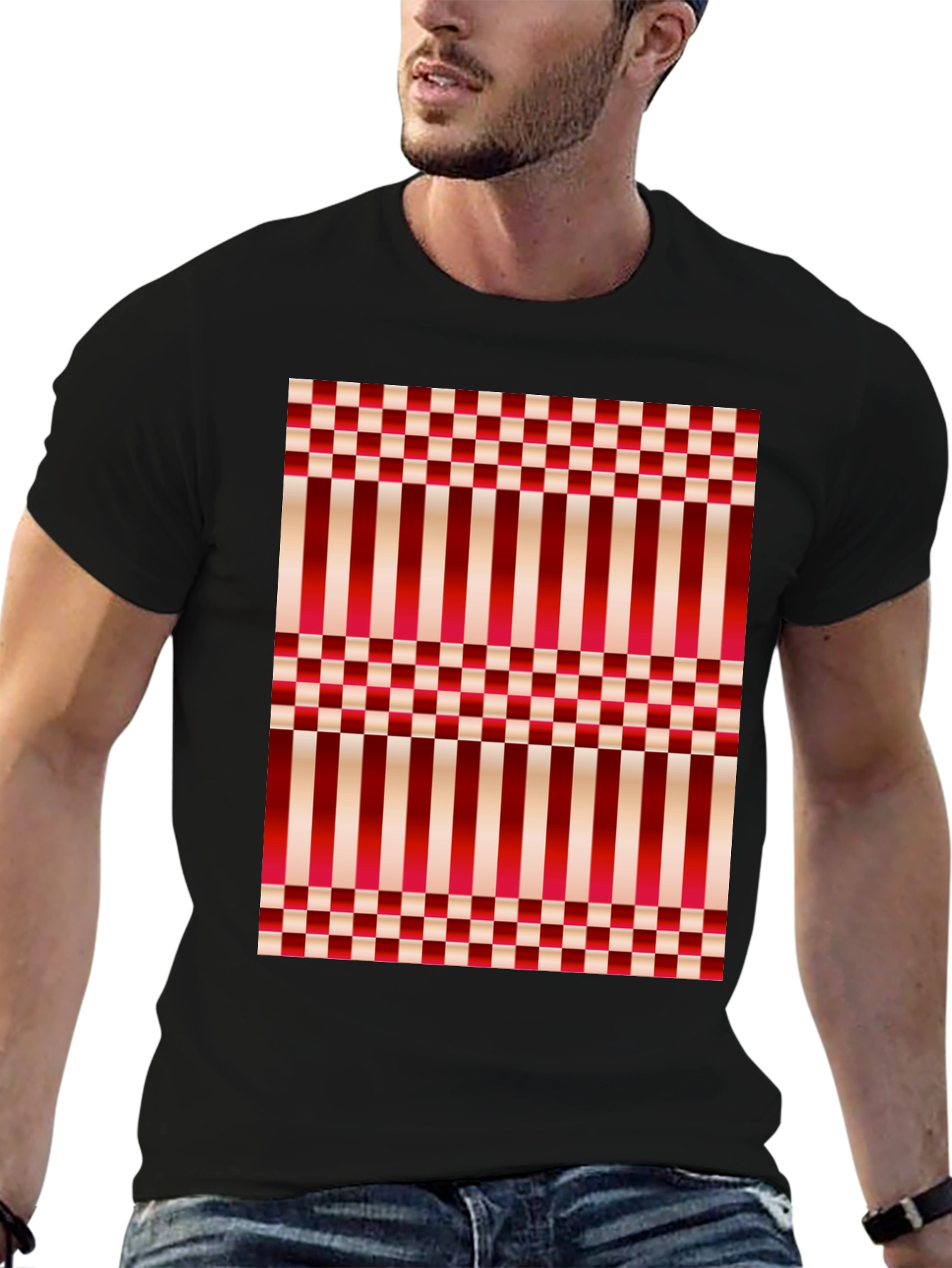 Striped & Checkered Pattern T-Shirt