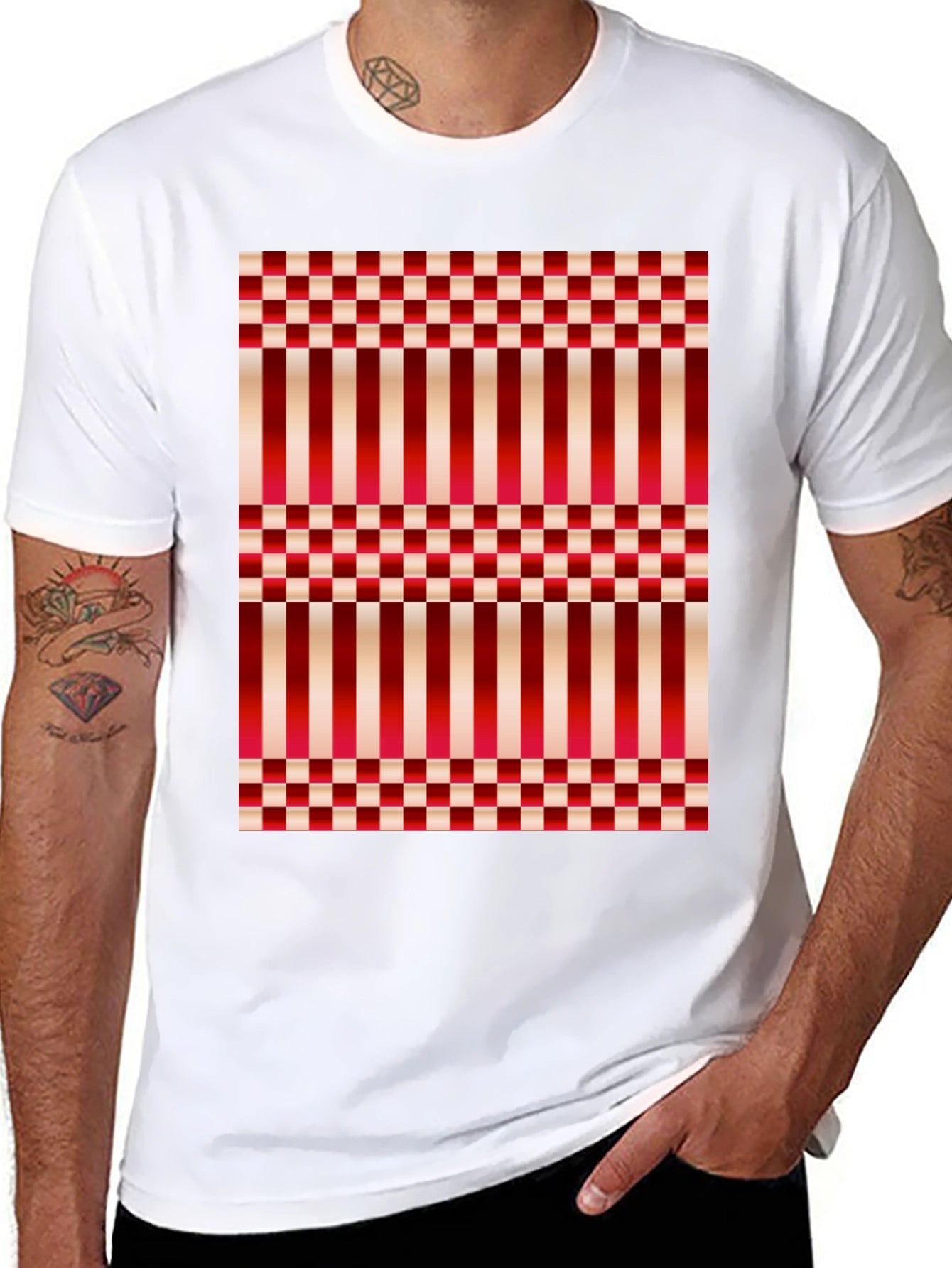 Striped & Checkered Pattern T-Shirt