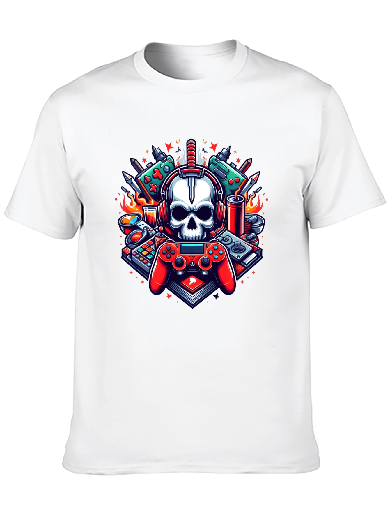 Gamer Skull Graphic T-Shirt - Cool Design!