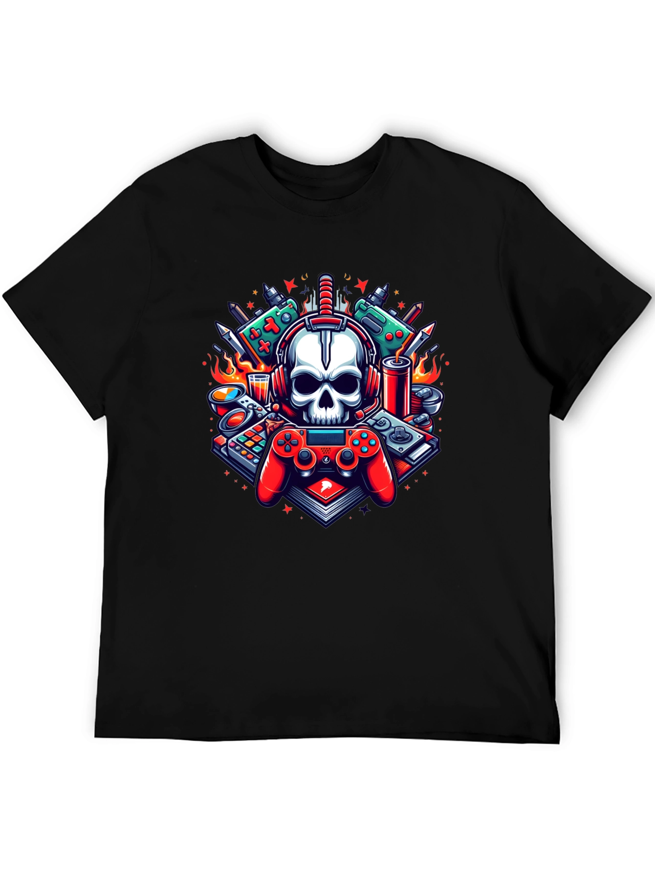 Gamer Skull Graphic T-Shirt - Cool Design!