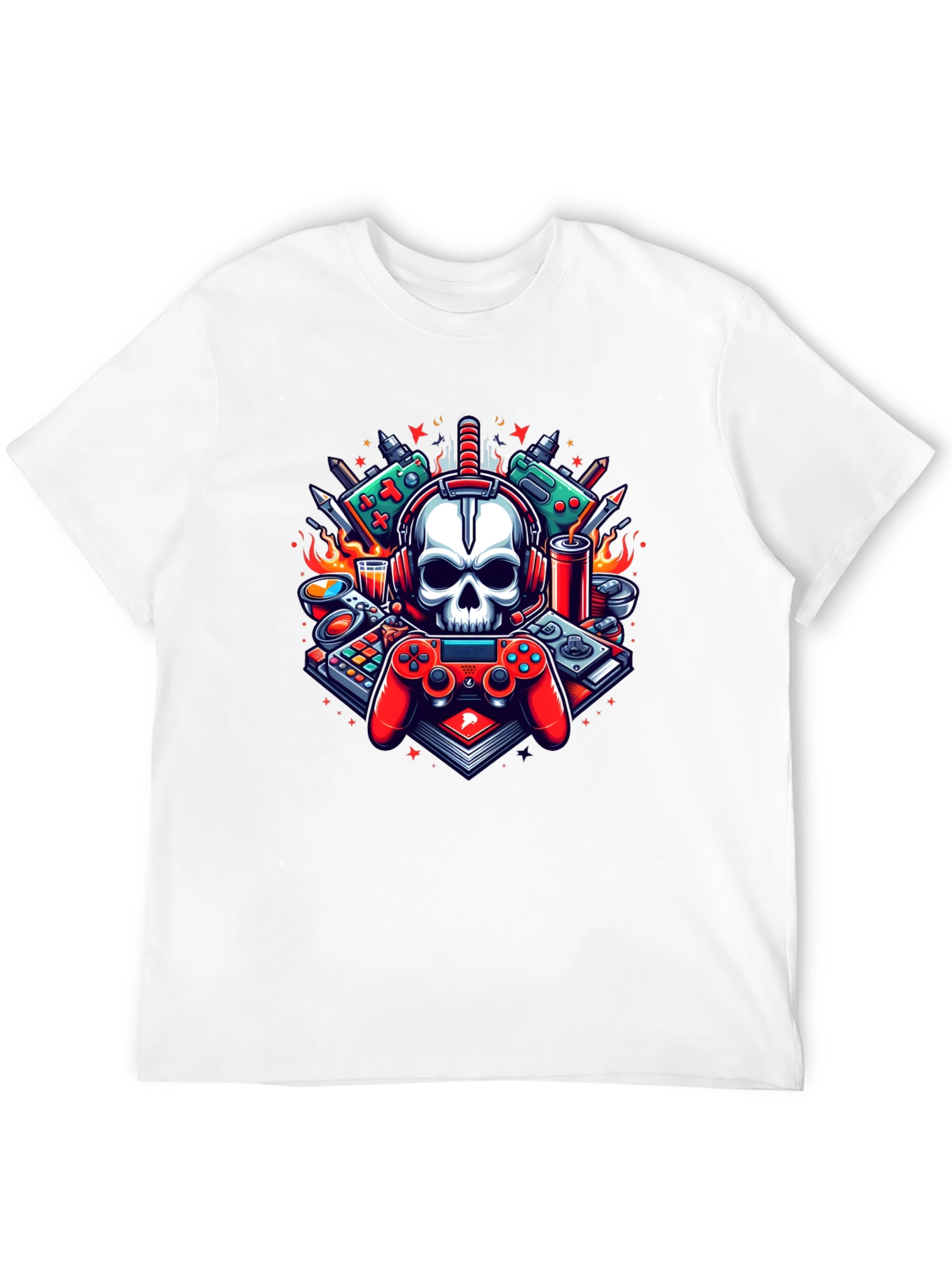 Gamer Skull Graphic T-Shirt - Cool Design!