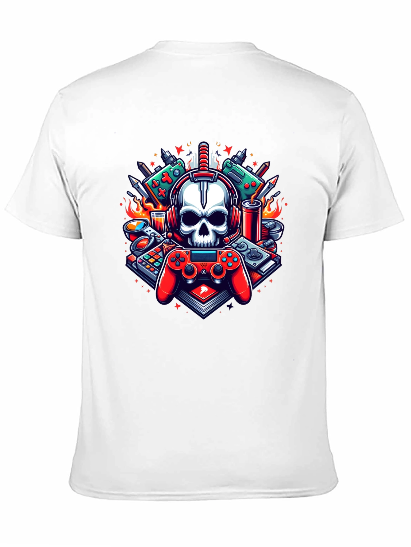 Gamer Skull Graphic T-Shirt - Cool Design!